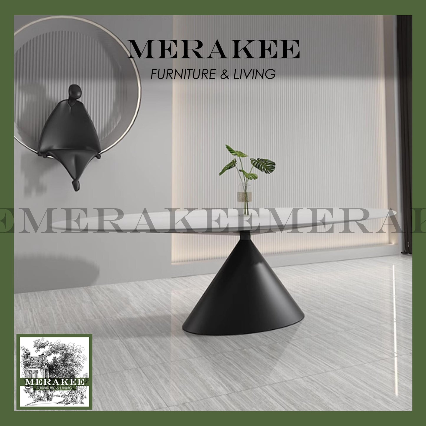 MERAKEE Sintered Stone Dining Table Customization Color Tabletop Carbon Steel/Stainless Steel Titanium Black/Grey/Silver Leg Dining Room Furniture PV60