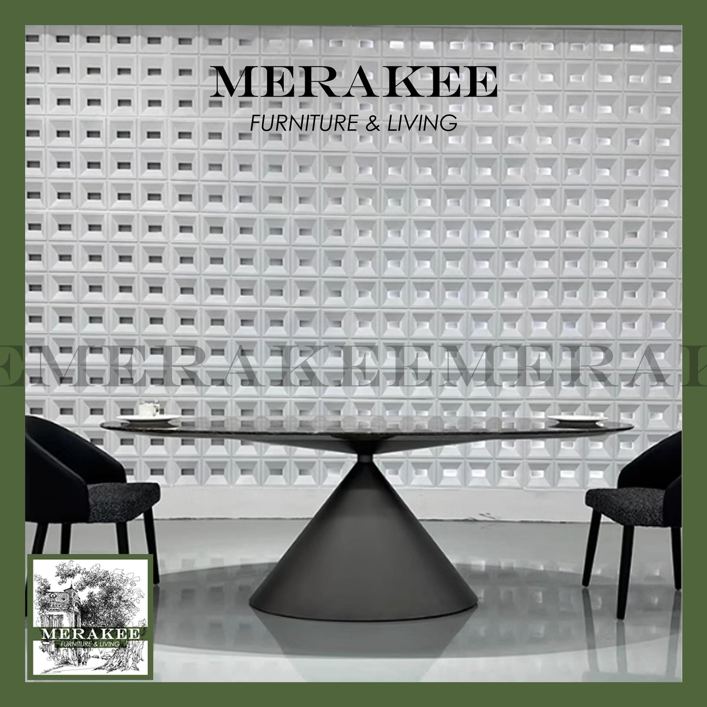 MERAKEE Sintered Stone Dining Table Customization Color Tabletop Carbon Steel/Stainless Steel Titanium Black/Grey/Silver Leg Dining Room Furniture PV60