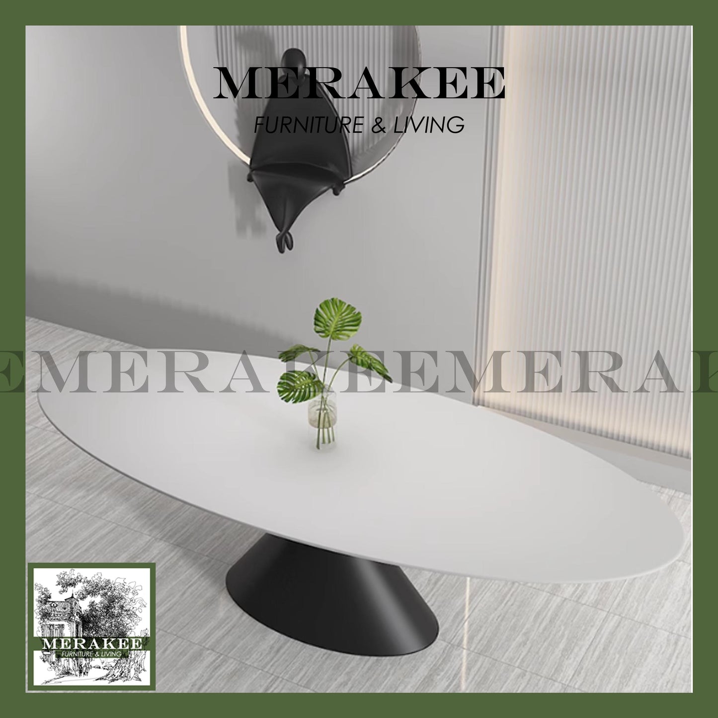 MERAKEE Sintered Stone Dining Table Customization Color Tabletop Carbon Steel/Stainless Steel Titanium Black/Grey/Silver Leg Dining Room Furniture PV60