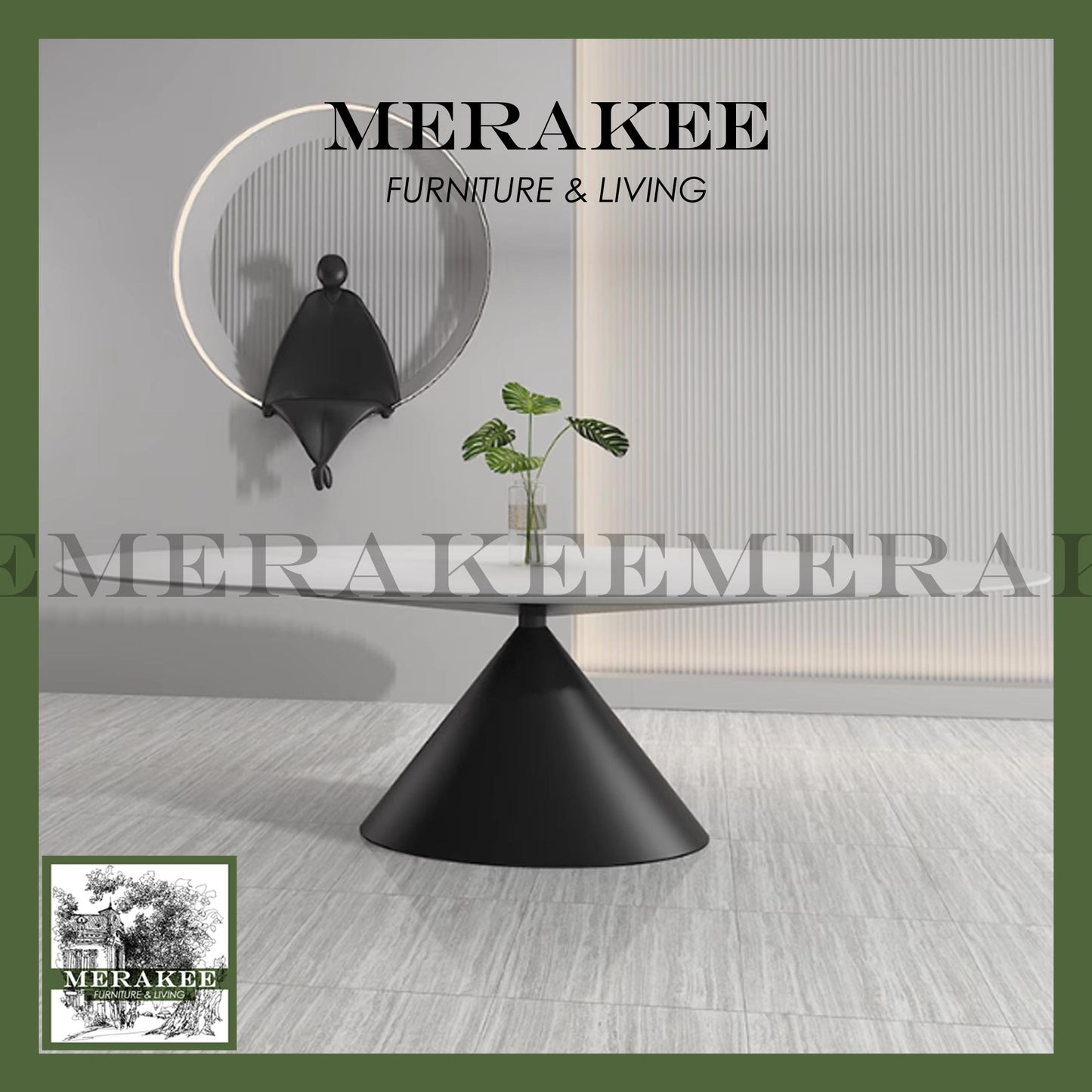 MERAKEE Sintered Stone Dining Table Customization Color Tabletop Carbon Steel/Stainless Steel Titanium Black/Grey/Silver Leg Dining Room Furniture PV60