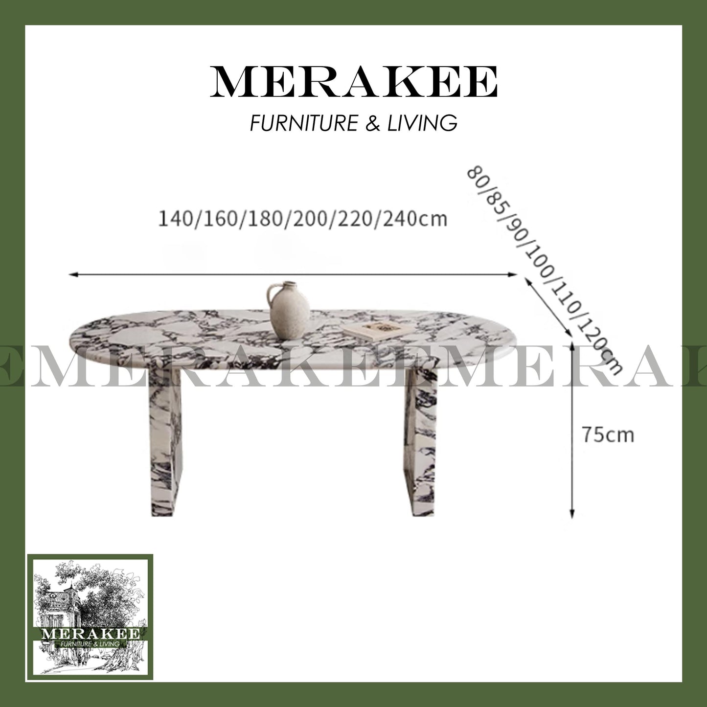 MERAKEE Natural Marble Table From Italy Dining Room Furniture Customization For Dining Coffee Side Table Feature Wall Stone Real Marble M01