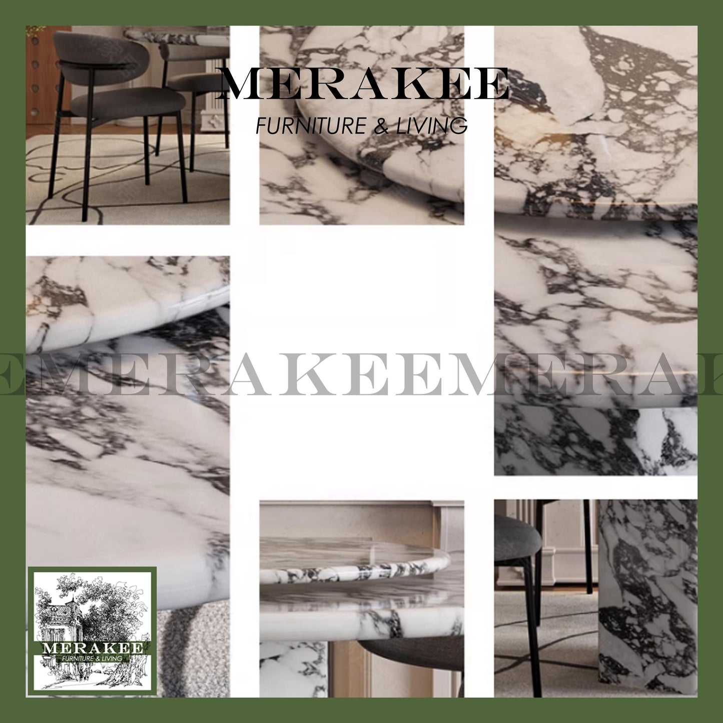 MERAKEE Natural Marble Table From Italy Dining Room Furniture Customization For Dining Coffee Side Table Feature Wall Stone Real Marble M02