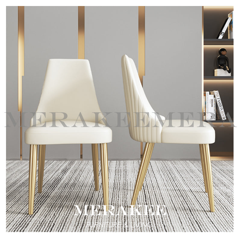 MERAKEE Dining Chair PU Leather Solid Wood Frame Gold Leg Dining Room Furniture JCY30