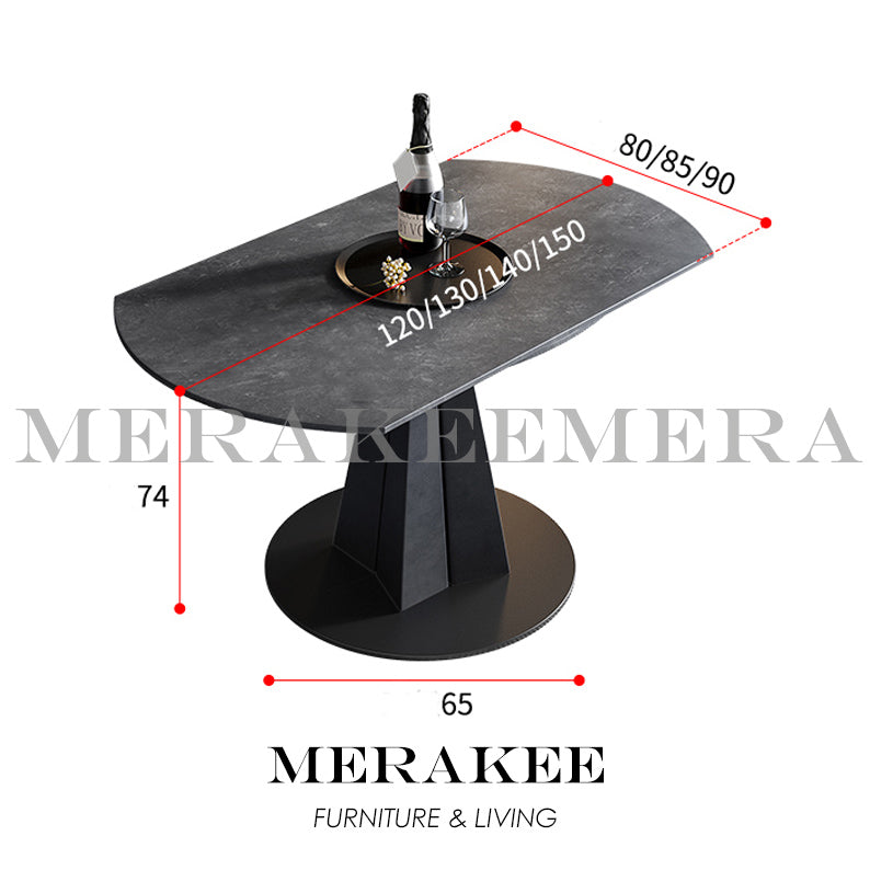 MERAKEE Customized Extendable Turning Round Marble Like Sintered Stone Dining Table Dining Room Furniture F36