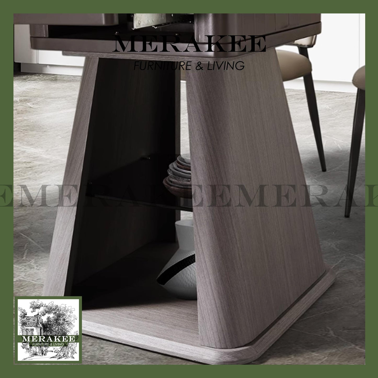 MERAKEE Extendable Square/Round To Oval Customized Color Sintered Stone Marble Like Dining Table With Lazy Susan Dining Room Furniture F42