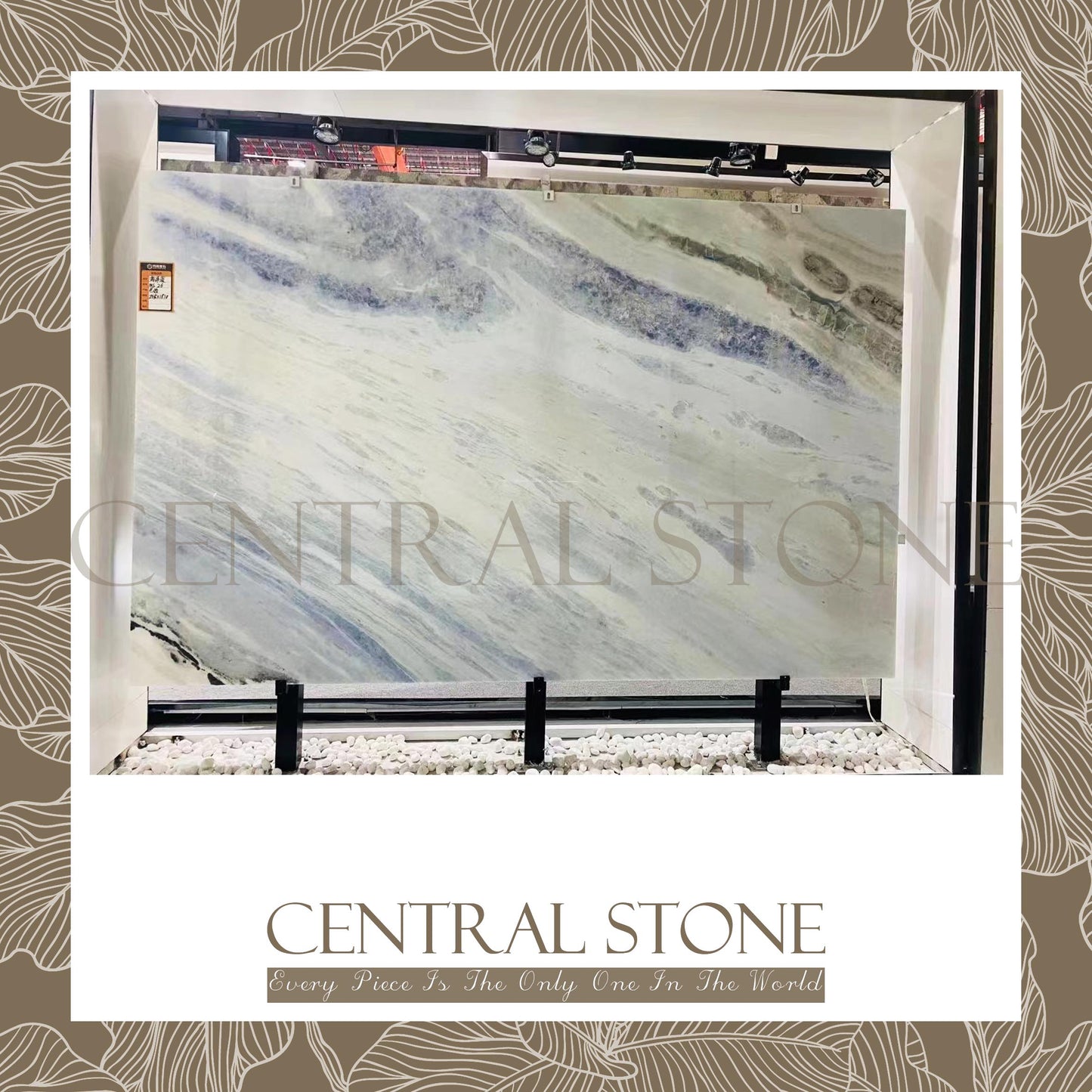 CENTRAL STONE Natural Marble From Brazil Customization For Dining Coffee Side Table Feature Wall Quartz Stone Real Marble - Blue Crystal