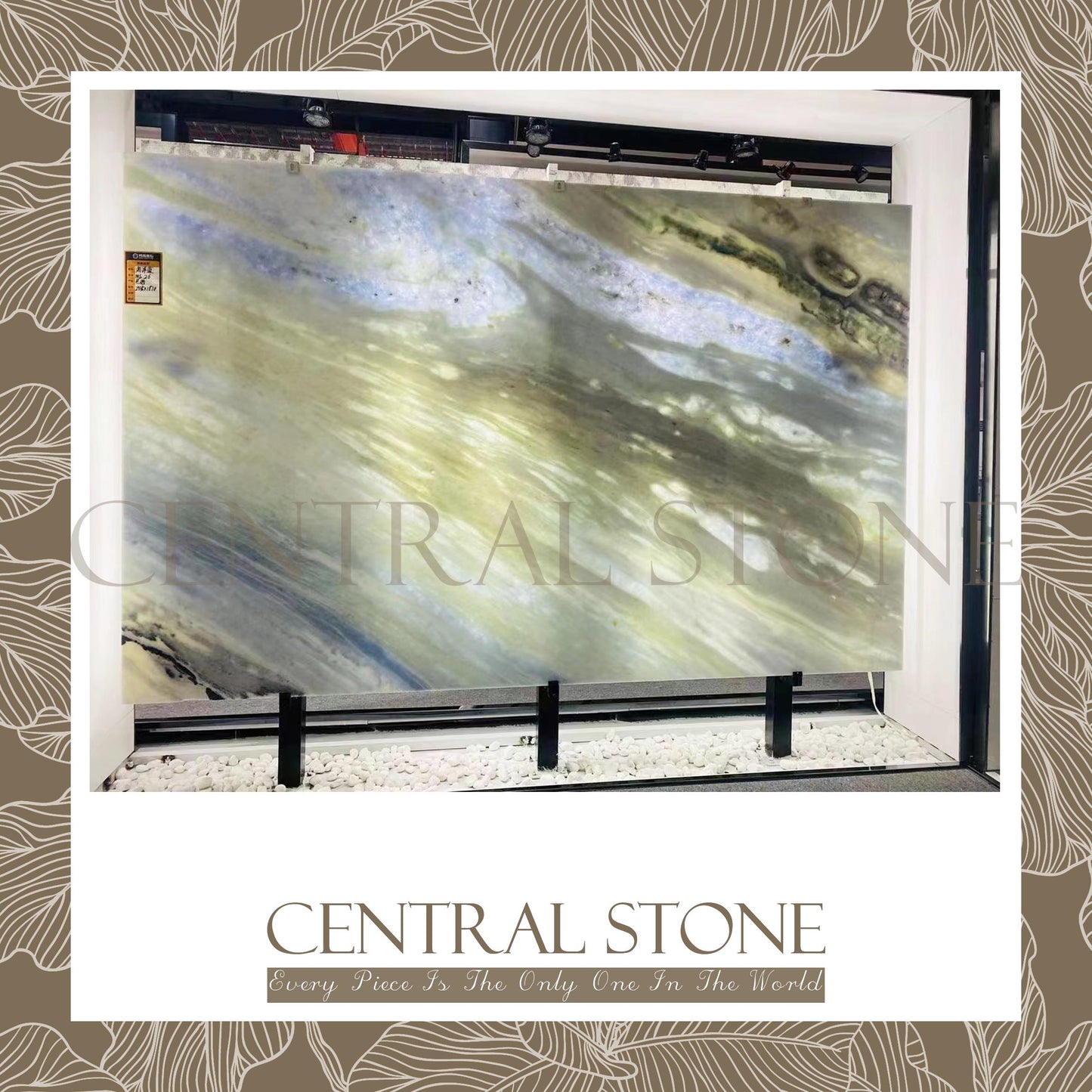CENTRAL STONE Natural Marble From Brazil Customization For Dining Coffee Side Table Feature Wall Quartz Stone Real Marble - Blue Crystal