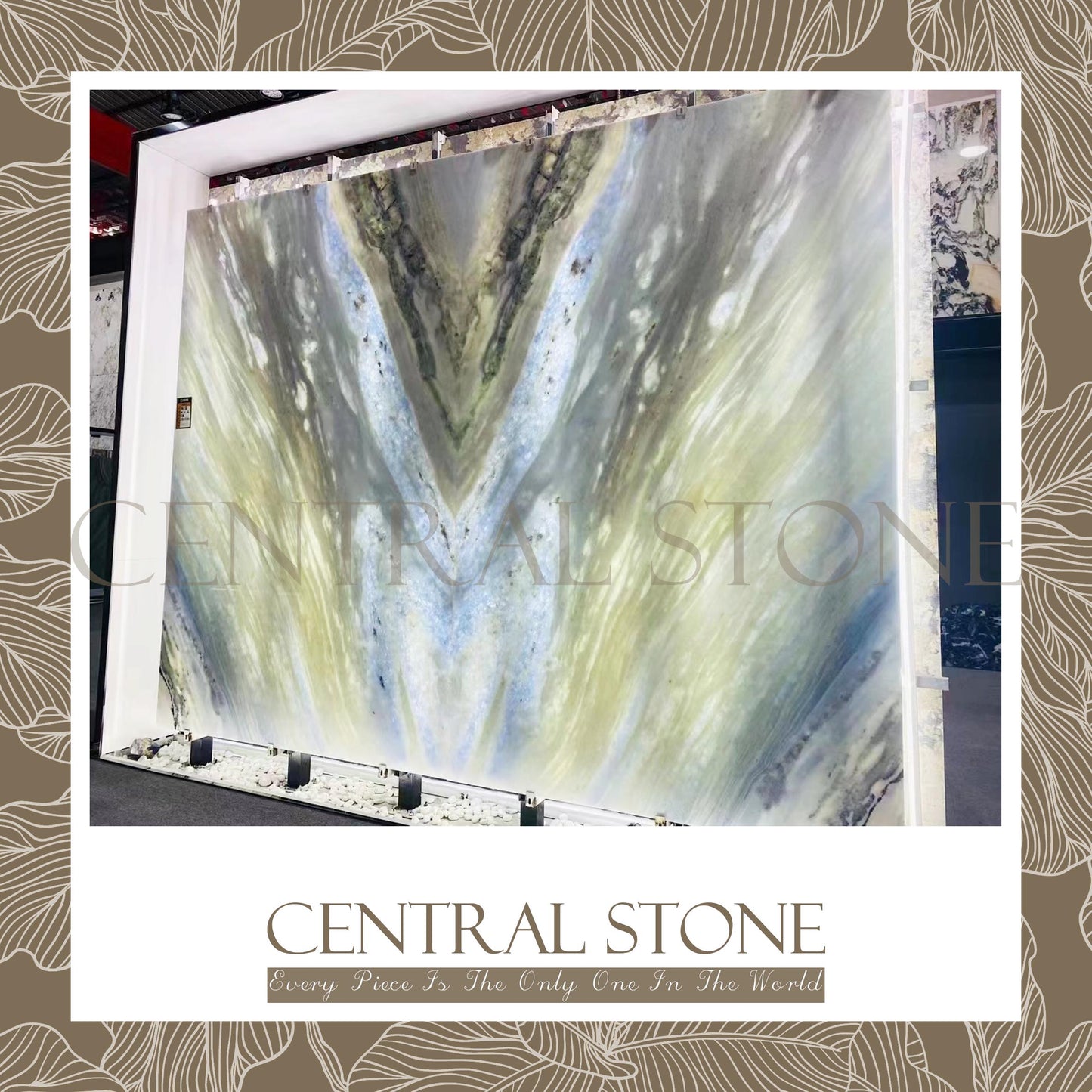 CENTRAL STONE Natural Marble From Brazil Customization For Dining Coffee Side Table Feature Wall Quartz Stone Real Marble - Blue Crystal