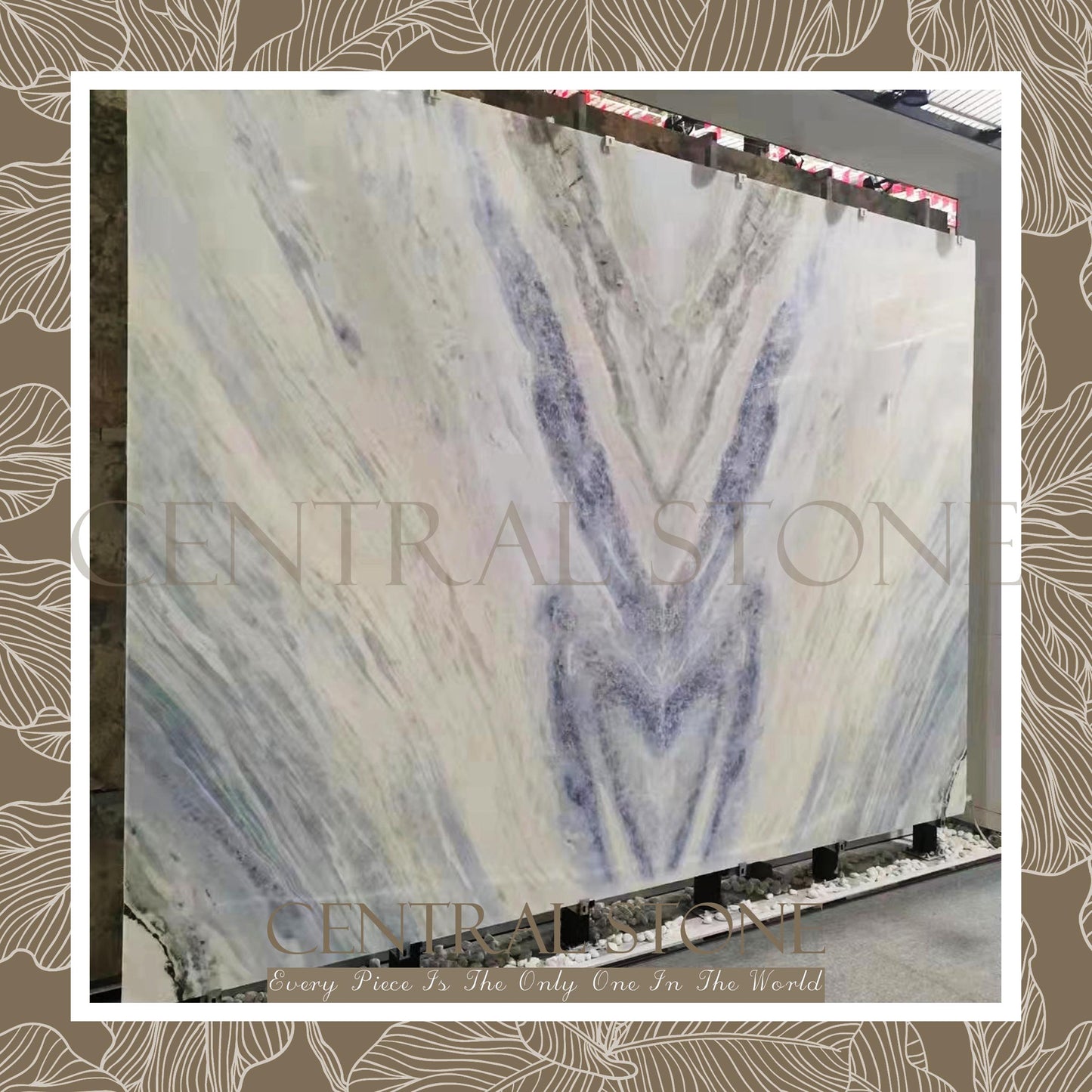 CENTRAL STONE Natural Marble From Brazil Customization For Dining Coffee Side Table Feature Wall Quartz Stone Real Marble - Blue Crystal