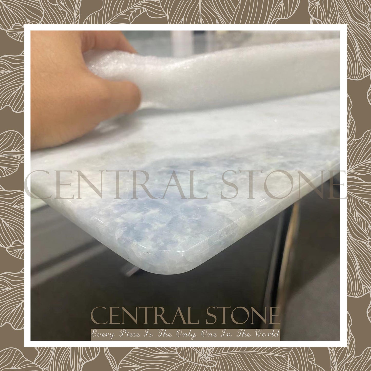 CENTRAL STONE Natural Marble From Brazil Customization For Dining Coffee Side Table Feature Wall Quartz Stone Real Marble - Blue Crystal