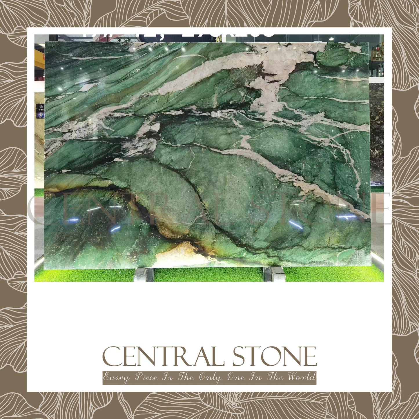 CENTRAL STONE Natural Quartzite Marble From Brazil Customization For Dining Coffee Side Table Feature Wall Real Marble - Green Star