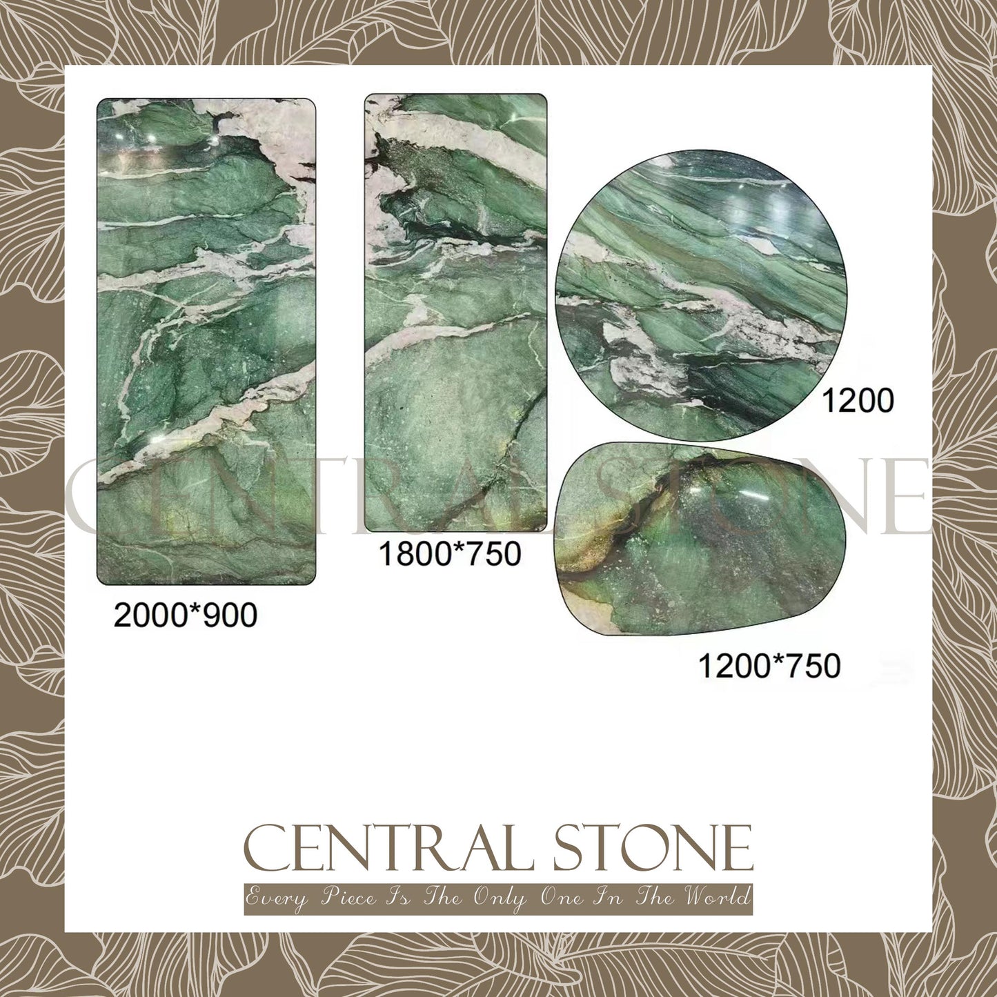 CENTRAL STONE Natural Quartzite Marble From Brazil Customization For Dining Coffee Side Table Feature Wall Real Marble - Green Star