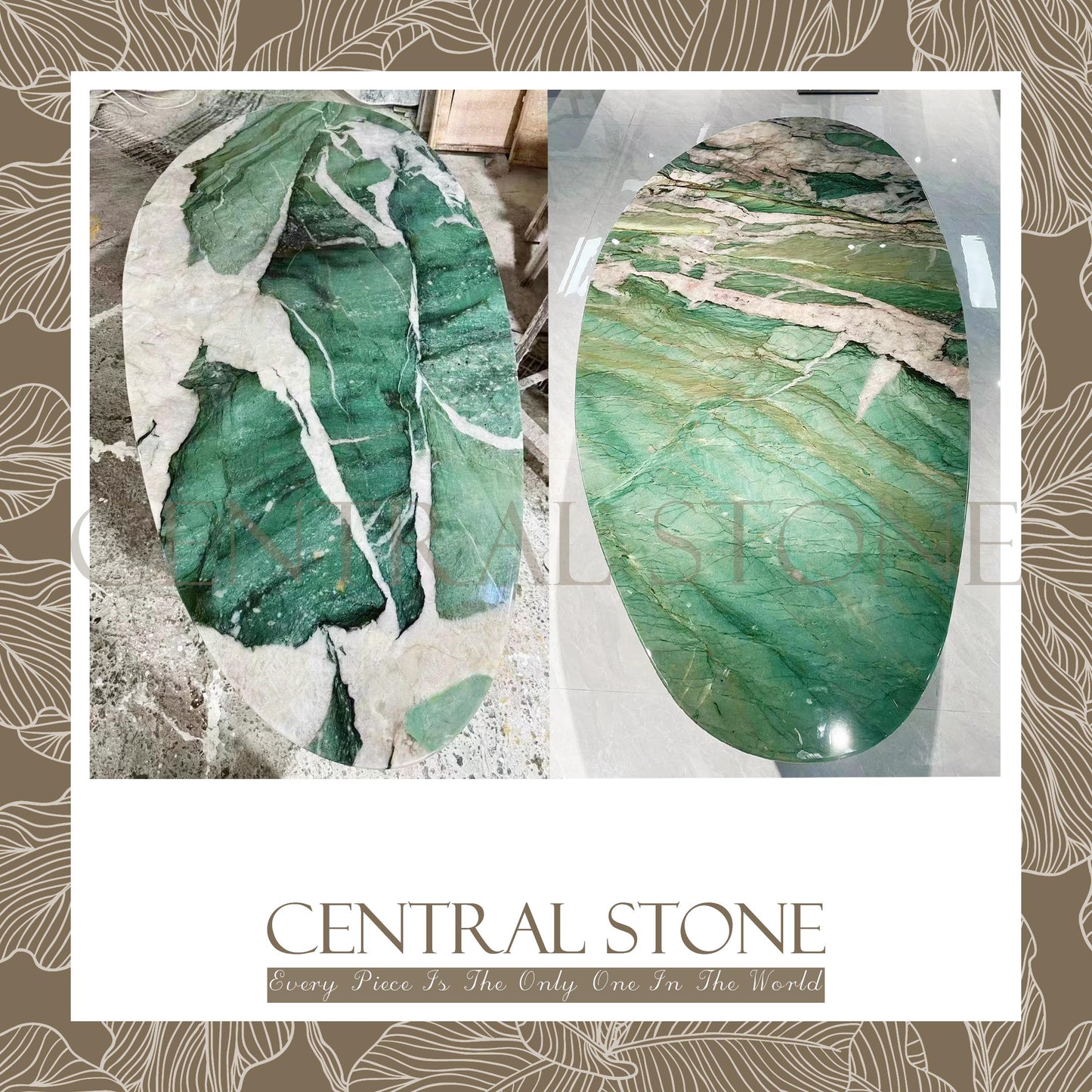 CENTRAL STONE Natural Quartzite Marble From Brazil Customization For Dining Coffee Side Table Feature Wall Real Marble - Green Star