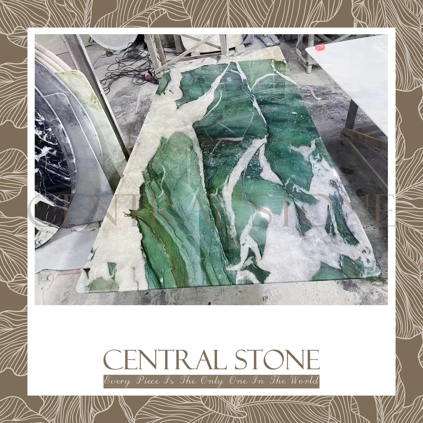 CENTRAL STONE Natural Quartzite Marble From Brazil Customization For Dining Coffee Side Table Feature Wall Real Marble - Green Star
