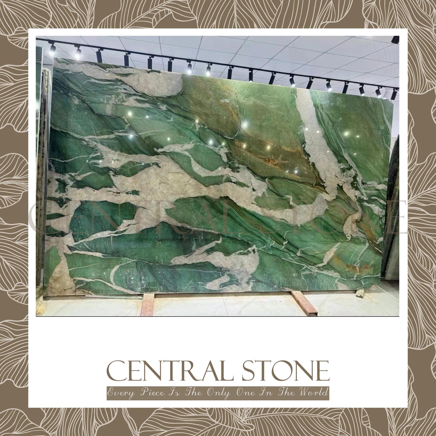 CENTRAL STONE Natural Quartzite Marble From Brazil Customization For Dining Coffee Side Table Feature Wall Real Marble - Green Star