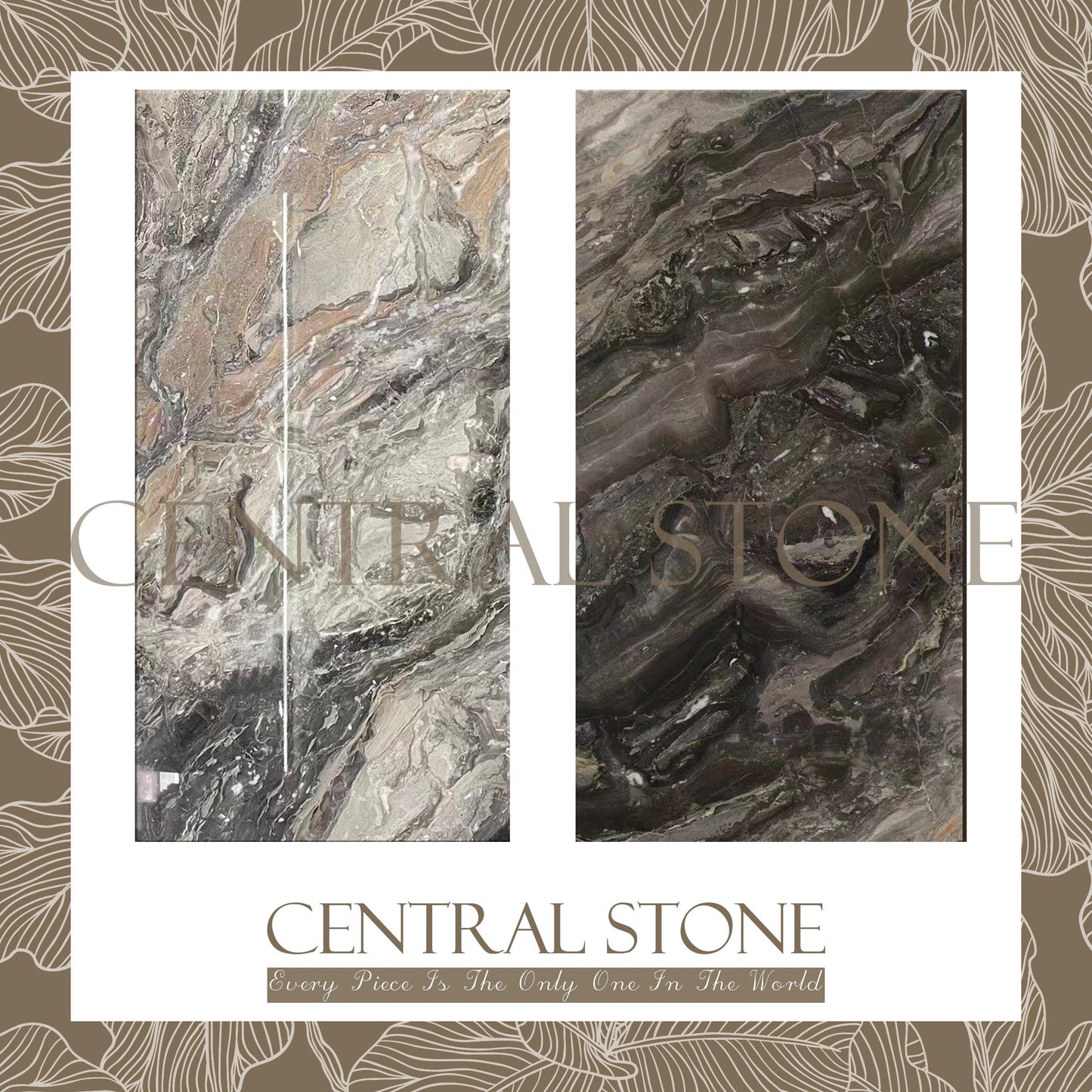 CENTRAL STONE Natural Marble From Italy Customization For Dining Coffee Side Table Feature Wall Real Marble - Venice Brown