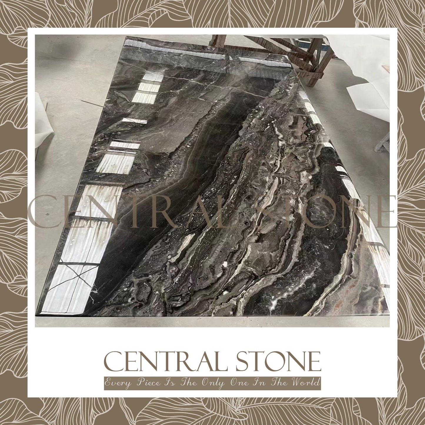 CENTRAL STONE Natural Marble From Italy Customization For Dining Coffee Side Table Feature Wall Real Marble - Venice Brown