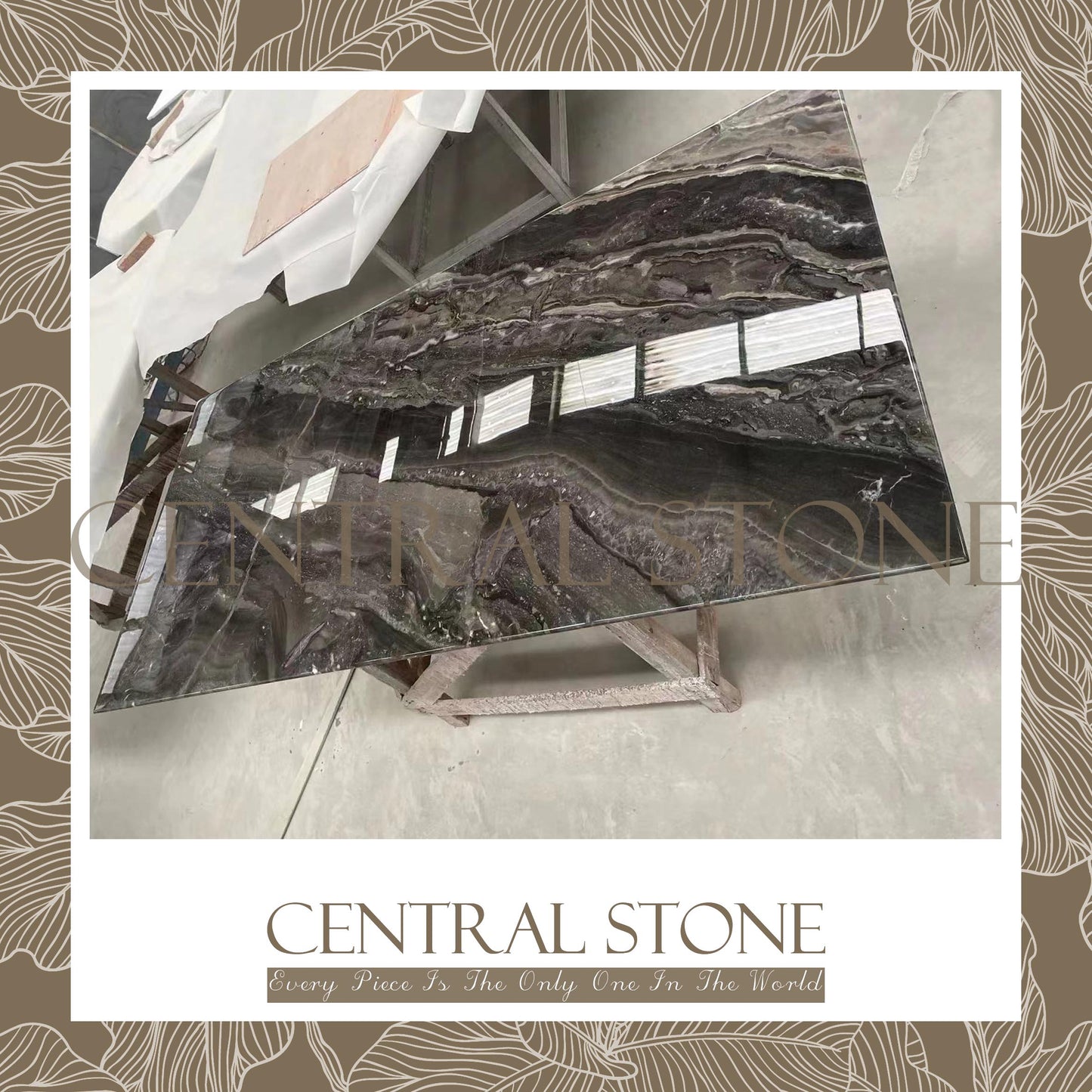 CENTRAL STONE Natural Marble From Italy Customization For Dining Coffee Side Table Feature Wall Real Marble - Venice Brown