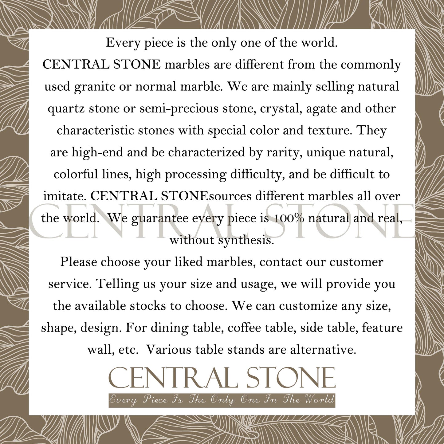 CENTRAL STONE Natural Marble From Brazil Customization For Dining Coffee Side Table Feature Wall Real Marble - Black Cosmic