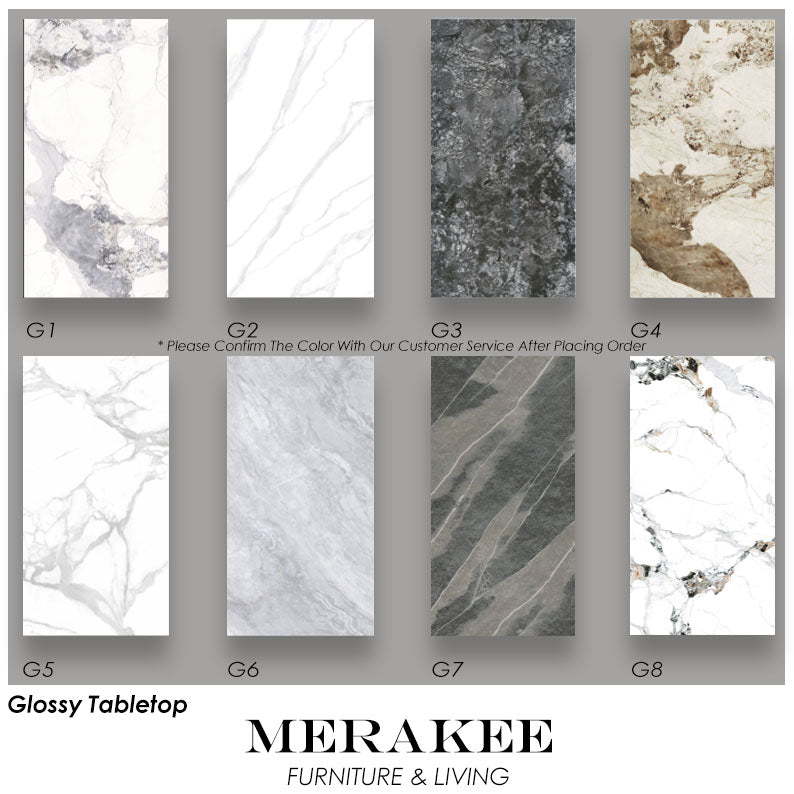 MERAKEE Extendable Customized Marble Like Sintered Stone Aluminum Alloy Stand Dining Table Dining Room Furniture F80