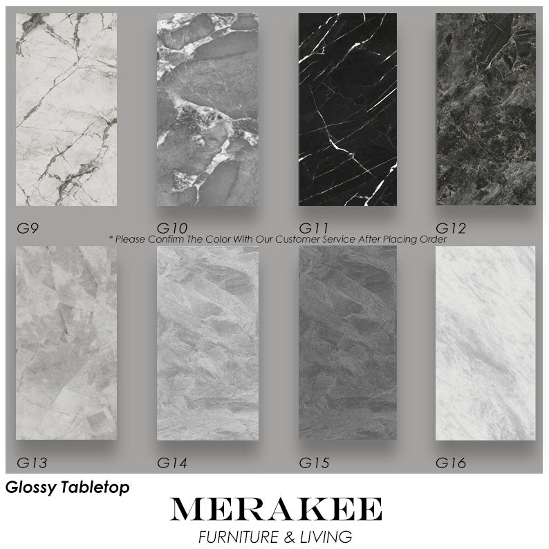 MERAKEE Extendable Customized Marble Like Sintered Stone Aluminum Alloy Stand Dining Table Dining Room Furniture F80