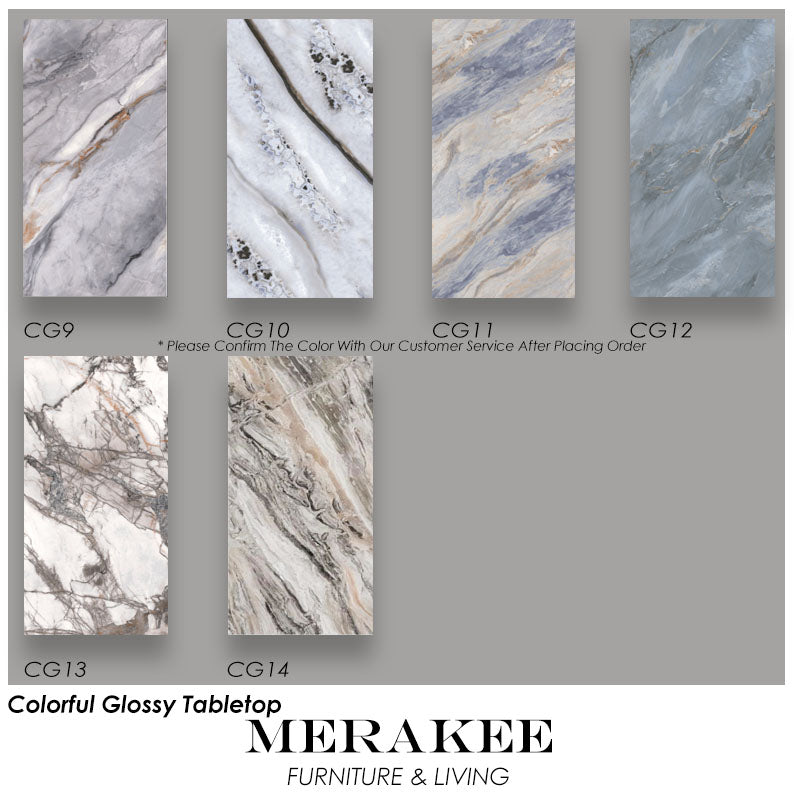 MERAKEE Extendable Customized Marble Like Sintered Stone Aluminum Alloy Stand Dining Table Dining Room Furniture F80