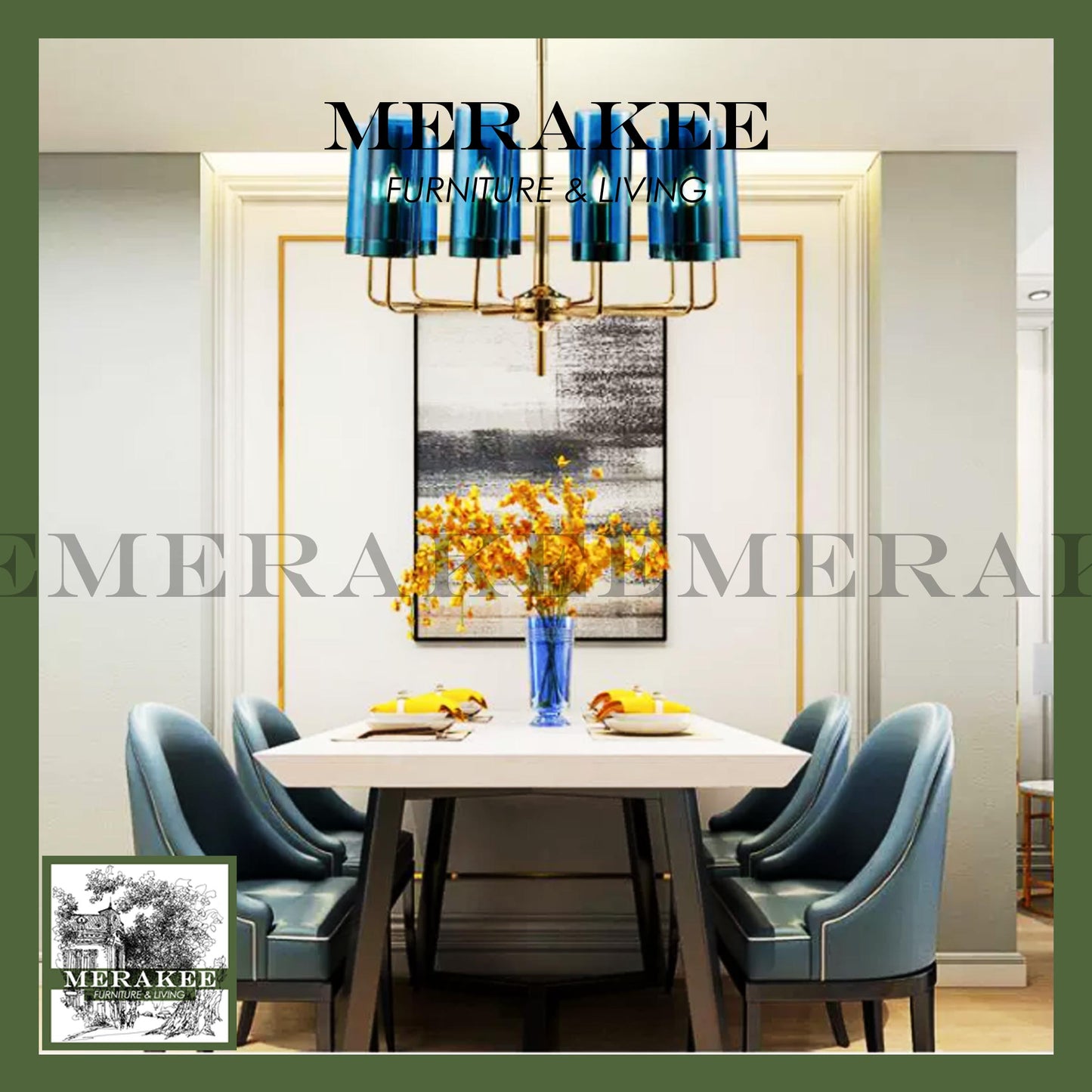 MERAKEE Pendant Light Chandelier Ceiling Hanging Living Room Bedroom Dining Room Light CP-GL07
