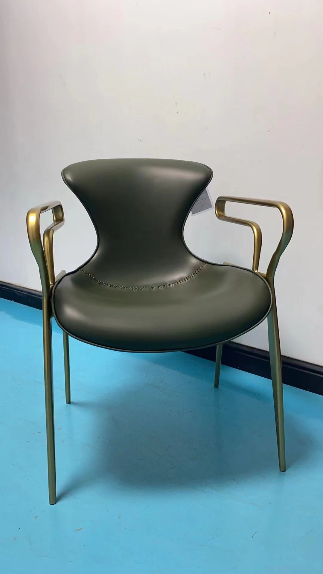 MERAKEE Dining Chair Saddle Leather Black/Gold/Rose Gold/Silver Stand Dining Room Furniture TS3672