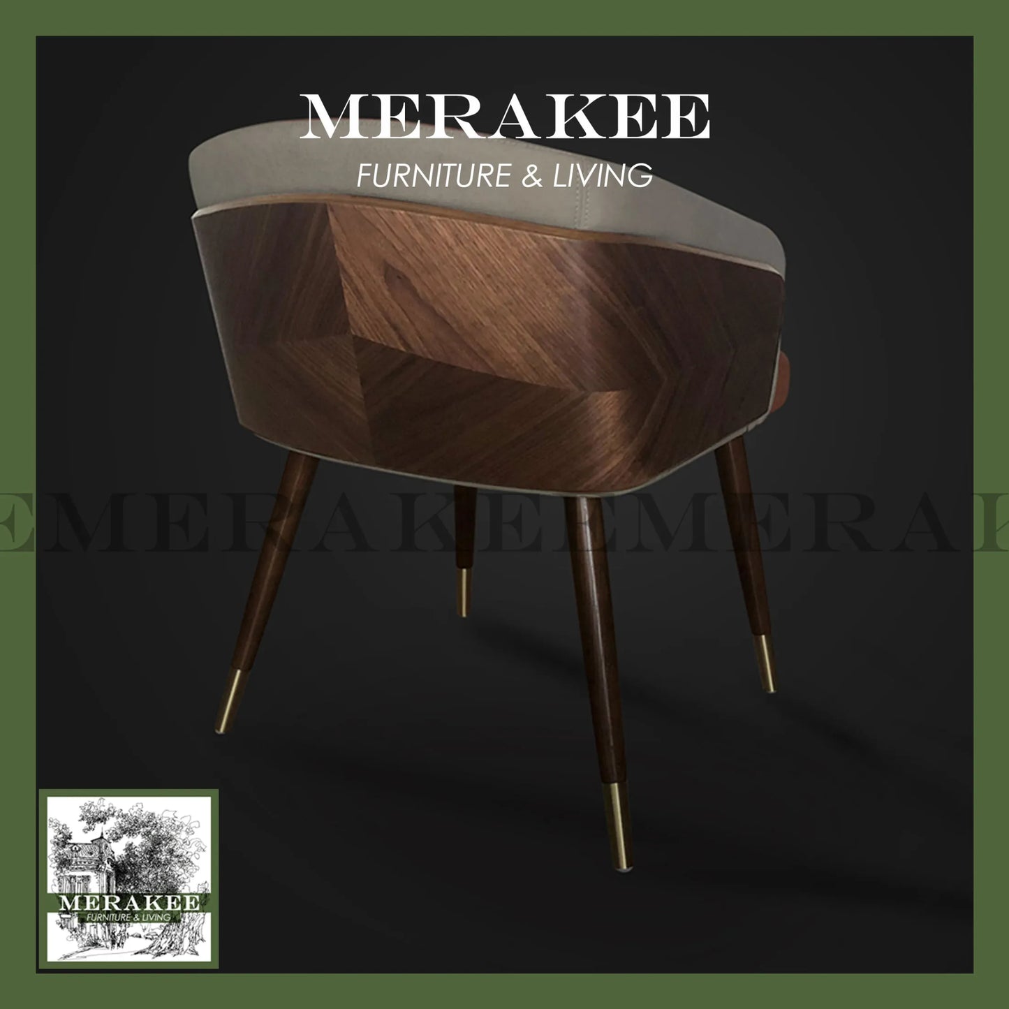 MERAKEE Dining Discussion Chair Wood with Full Grain Leather PU Leather Technology Fabric Discussion Table Set Dining Room Furniture WQ01