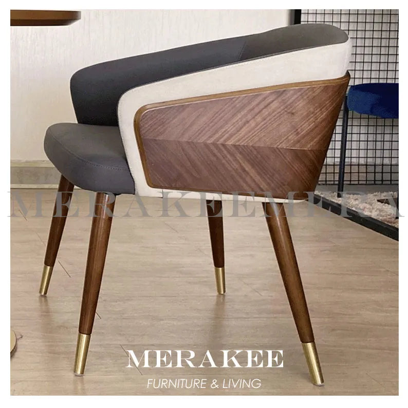 MERAKEE Dining Discussion Chair Wood with Full Grain Leather PU Leather Technology Fabric Discussion Table Set Dining Room Furniture WQ01
