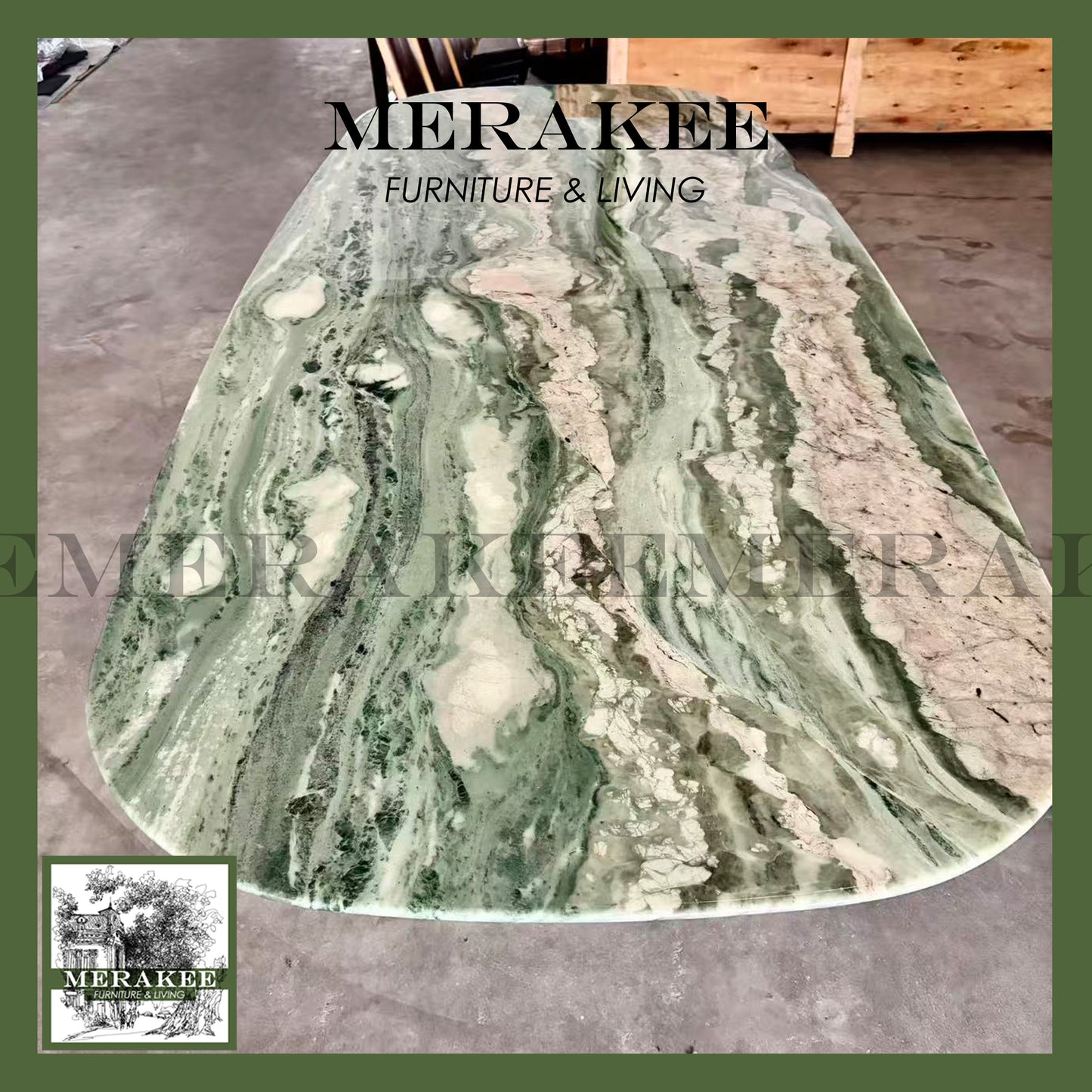 FINAL SALE! 1.8m Natural Marble "In Stock With Most Selections In Singapore" Customization For Dining Coffee Side Table Feature Wall Granite Stone Real Marble - Four Seasons Green