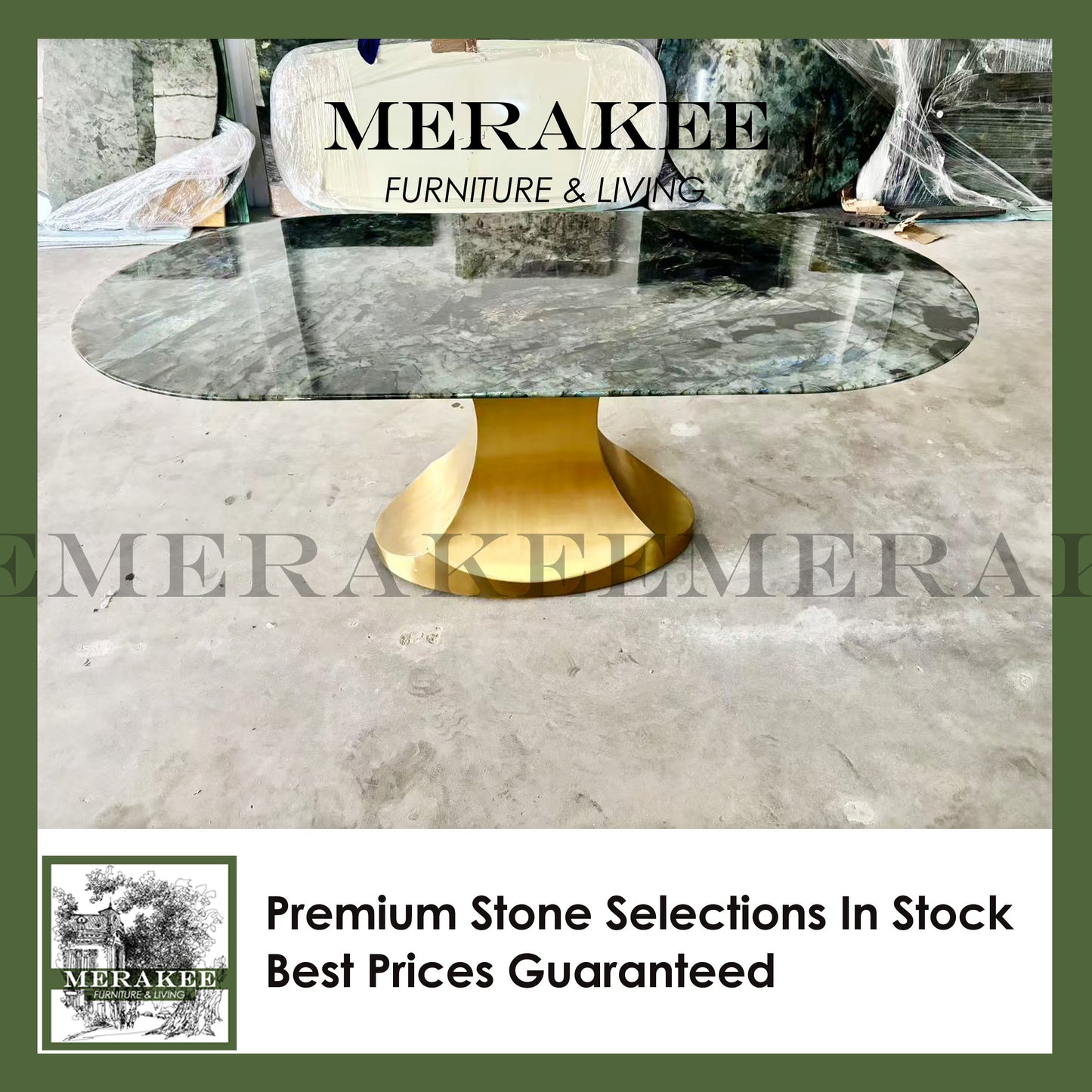 FINAL SALE! 1.8m Natural Brazilian Labradorite Marble "In Stock With Most Selections In Singapore" From Brazil Customization For Dining Coffee Side Table Feature Wall Granite Stone Real Marble - Blue Emerald