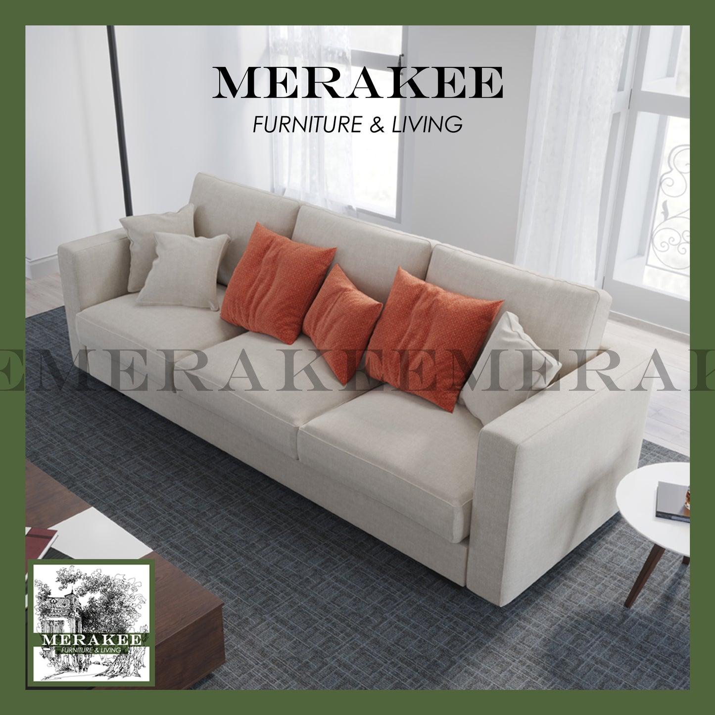 MERAKEE 1/2/3 Seater Sofa Solid Wood Color Solution Living Room Furniture JC561