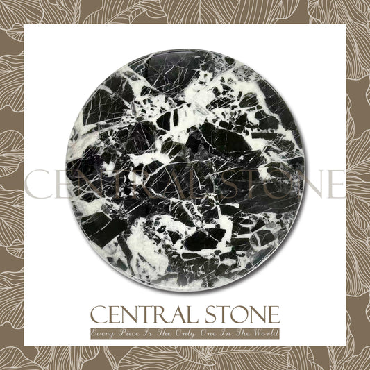 CENTRAL STONE French Natural Marble Coffee Side Table From Dia45cm -Napoleon Black