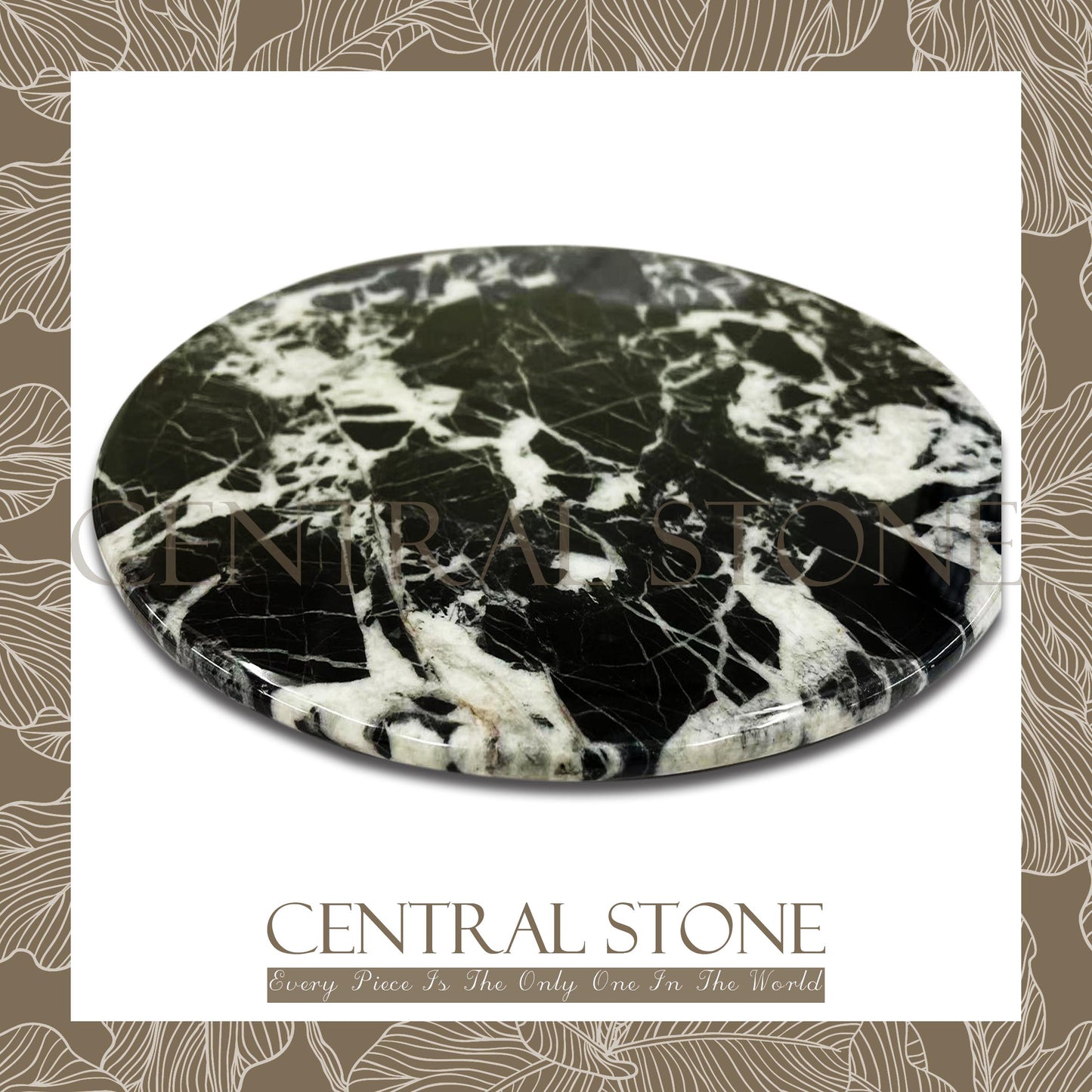 CENTRAL STONE French Natural Marble Coffee Side Table From Dia45cm -Napoleon Black
