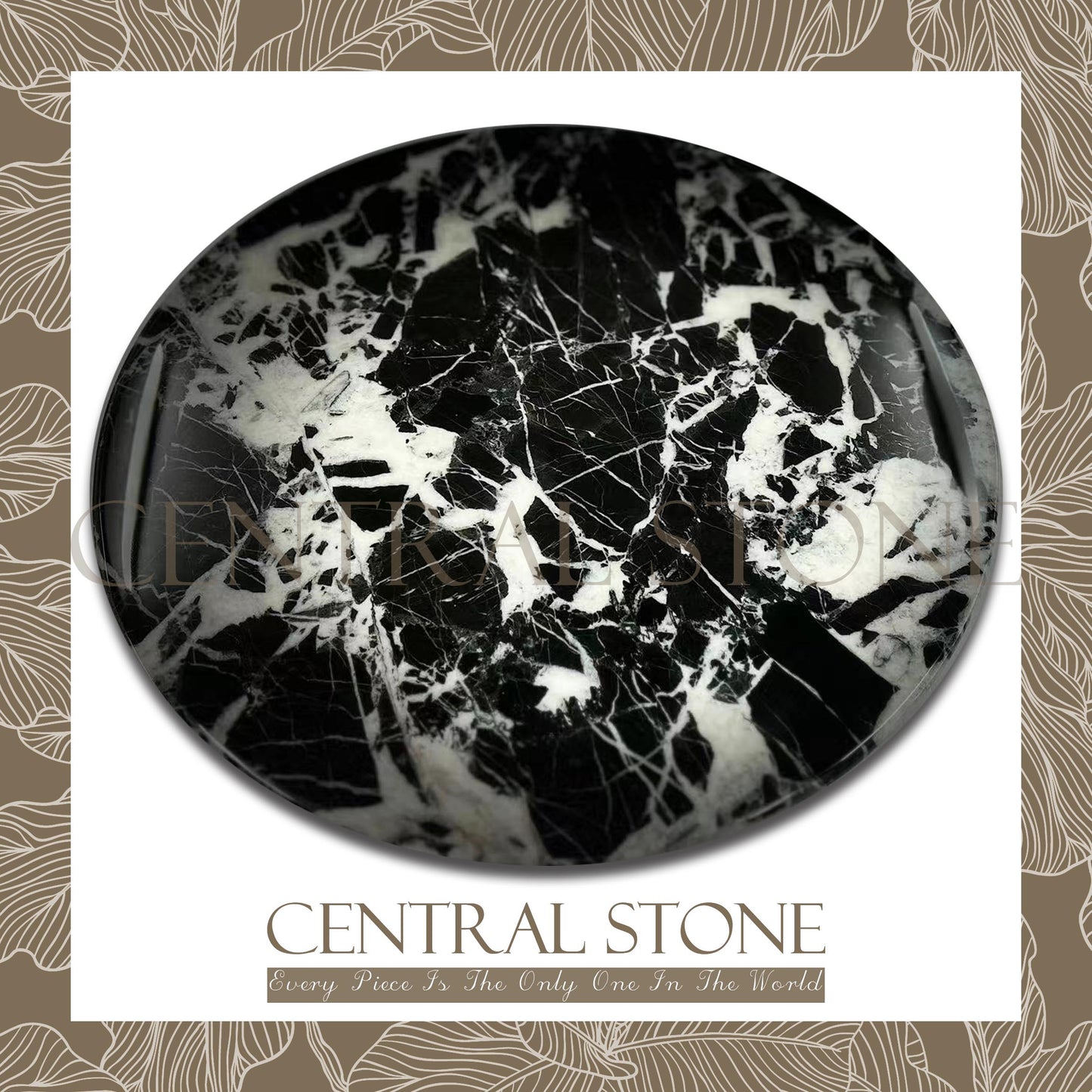 CENTRAL STONE French Natural Marble Coffee Side Table From Dia45cm -Napoleon Black