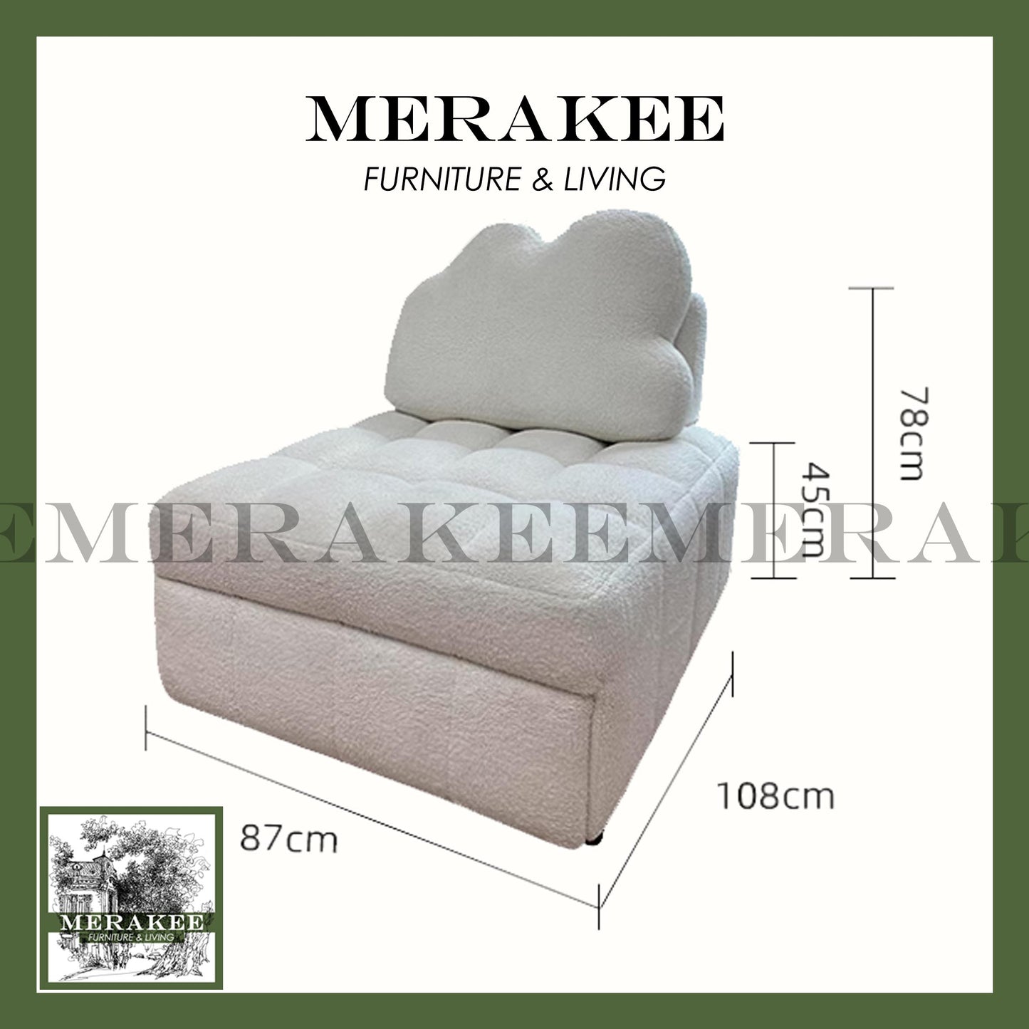 MERAKEE Multi Purpose Sofa Bed Color Solution Living Room Bedroom Furniture M008