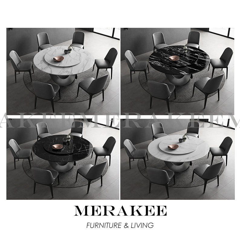 MERAKEE Customized Marble Like Sintered Stone Round Dining Table Dining Room Furniture F018