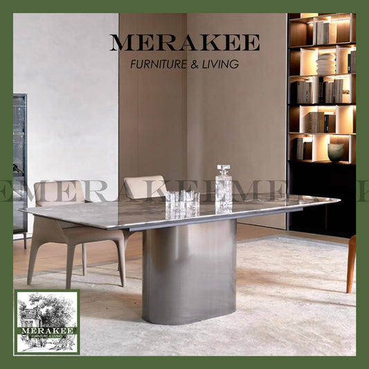 MERAKEE Sintered Stone Dining Table Customization Color Tabletop Stainless Steel Stand Dining Room Furniture PV1050