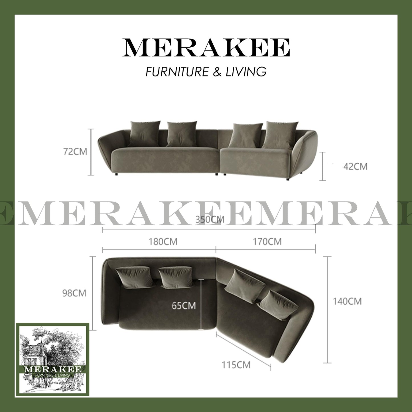 MERAKEE Fabric 1/2/3/4 Seater Sofa Solid Wood Frame Color Solution Living Room Furniture XC33