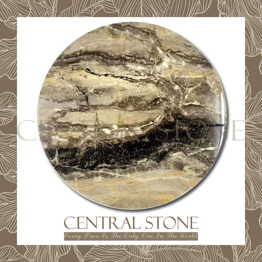 CENTRAL STONE Italian Natural Marble Coffee Side Table Dia50cm -Venice Brown