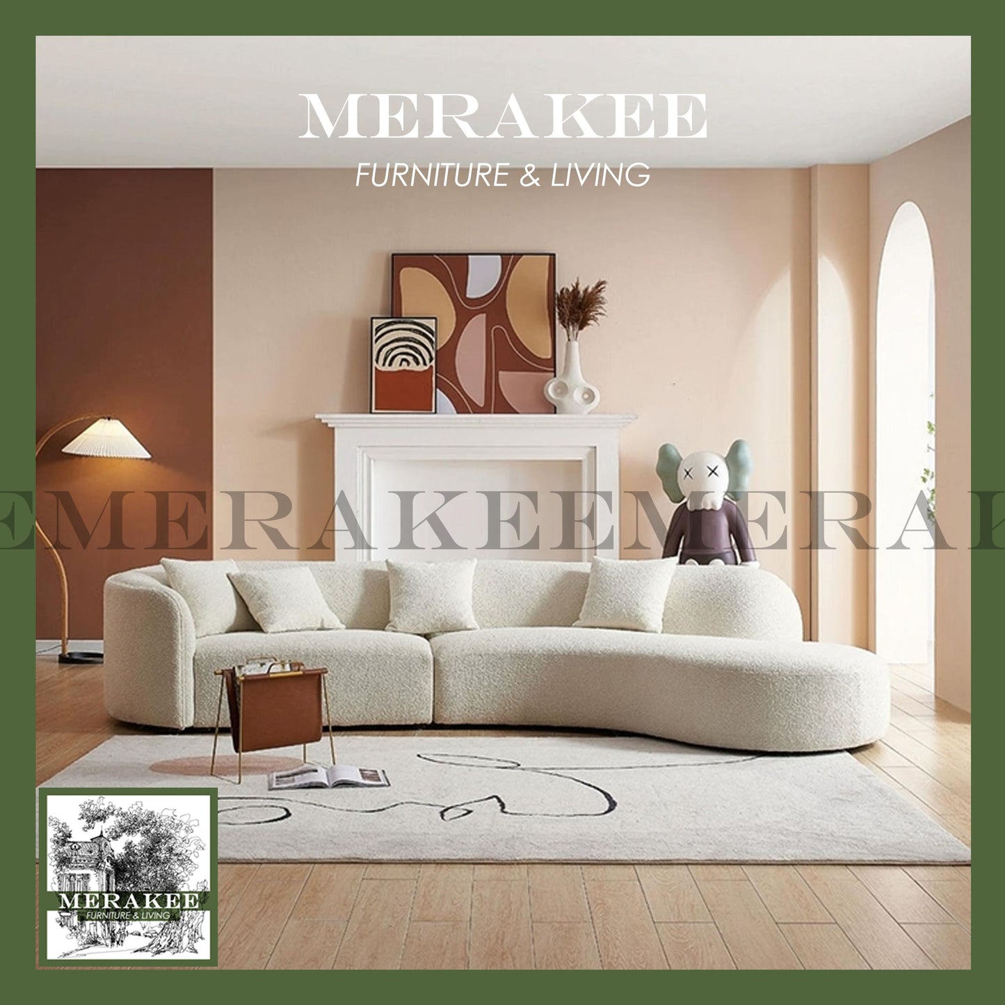 MERAKEE Fabric 1/2/3/4 Seater Sofa Solid Wood Frame Color Solution Technology Fabric Teddy Plush Living Room Furniture XC81