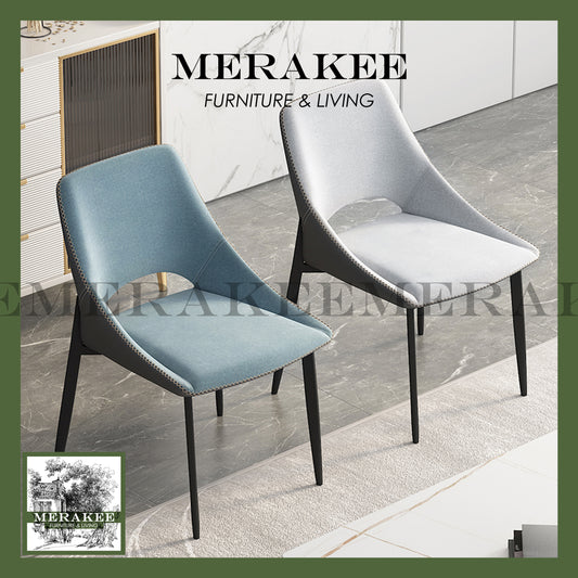 MERAKEE Dining Chair PU Leather Technology Fabric Solid Wood Frame Dining Room Furniture JC20