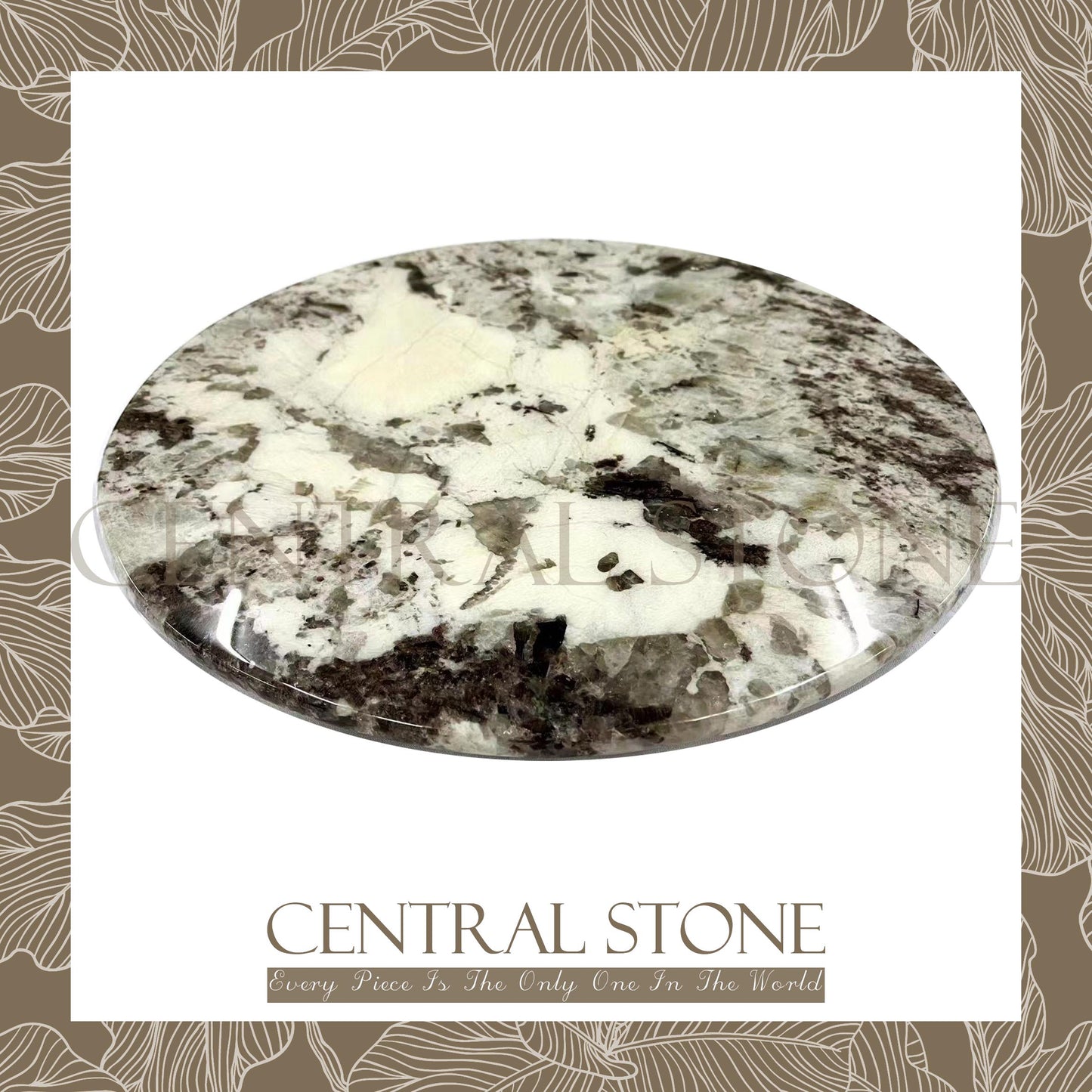 CENTRAL STONE Italian Natural Marble Quartz Coffee Side Table Dia40cm -Silver Fox