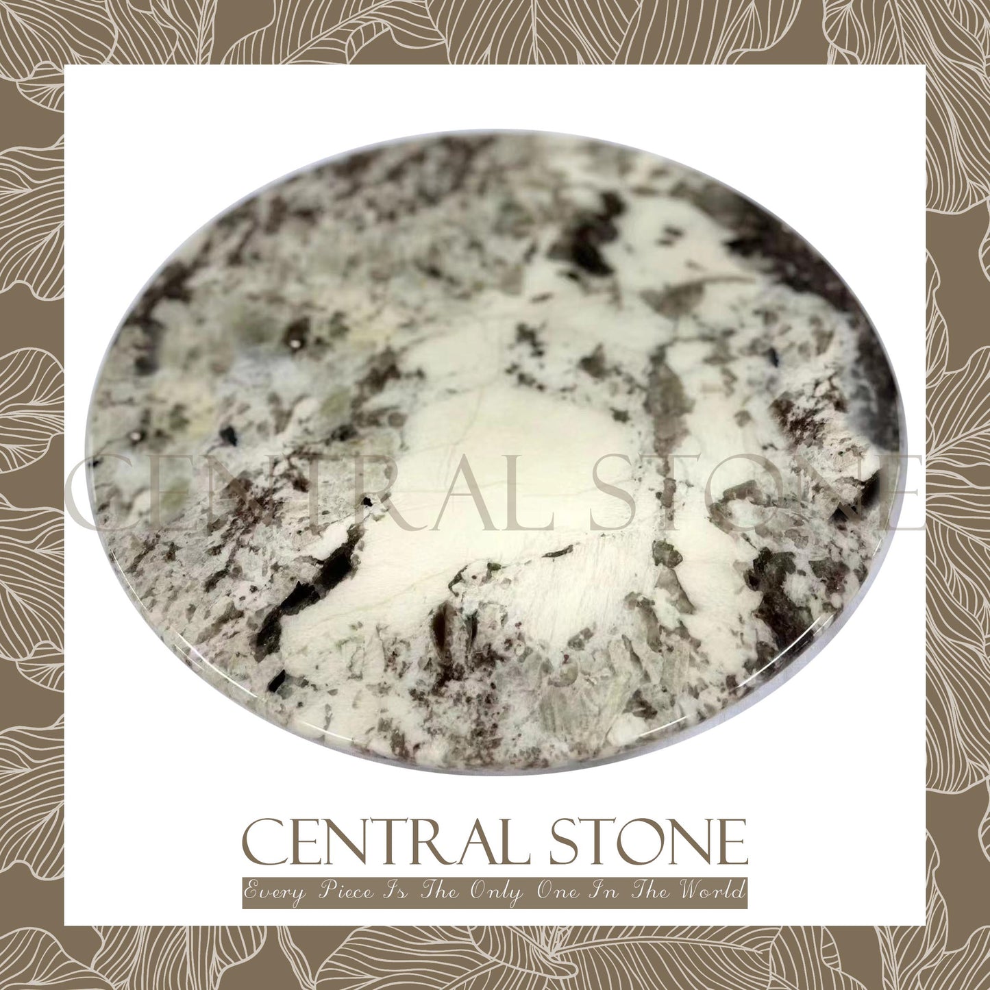 CENTRAL STONE Italian Natural Marble Quartz Coffee Side Table Dia40cm -Silver Fox