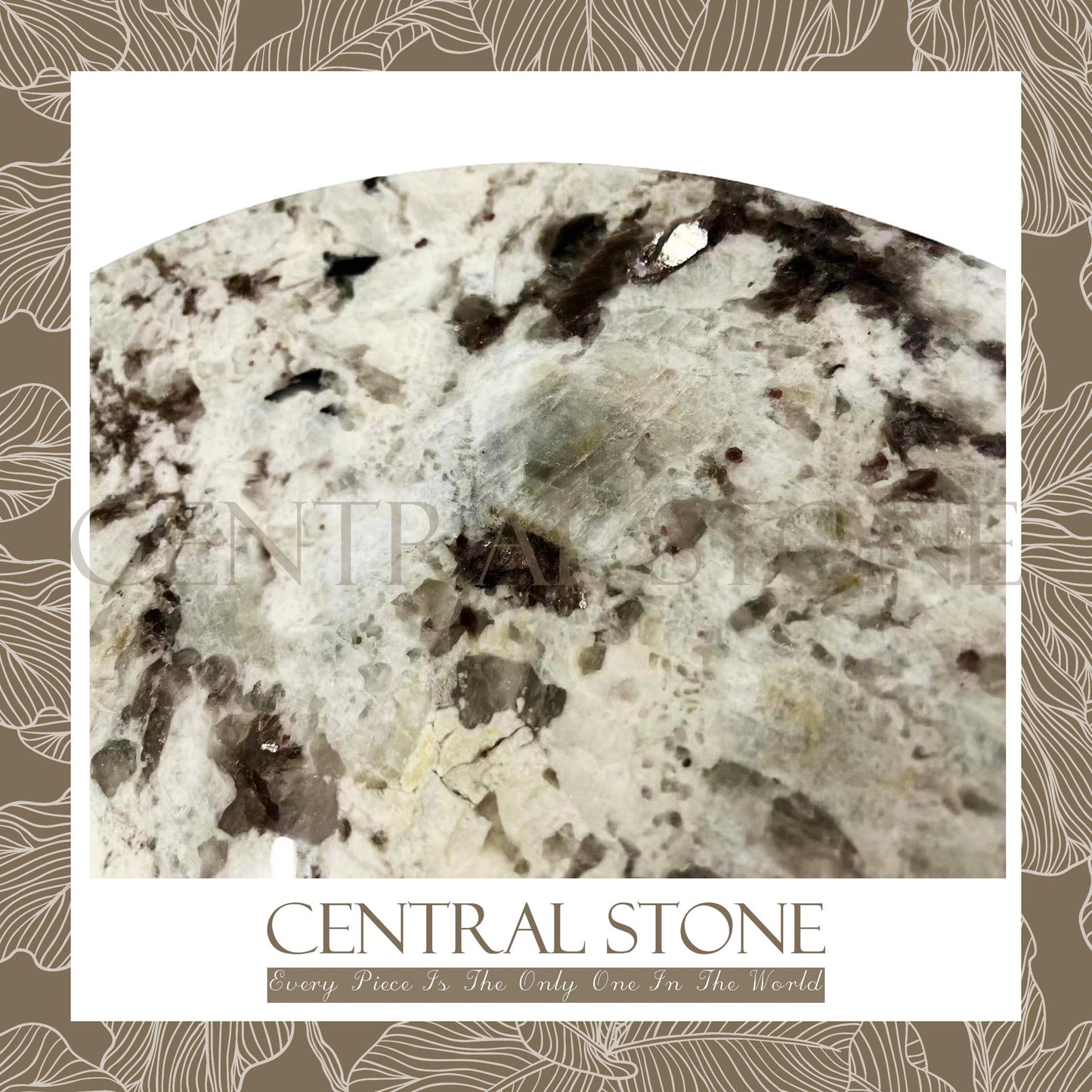 CENTRAL STONE Italian Natural Marble Quartz Coffee Side Table Dia40cm -Silver Fox