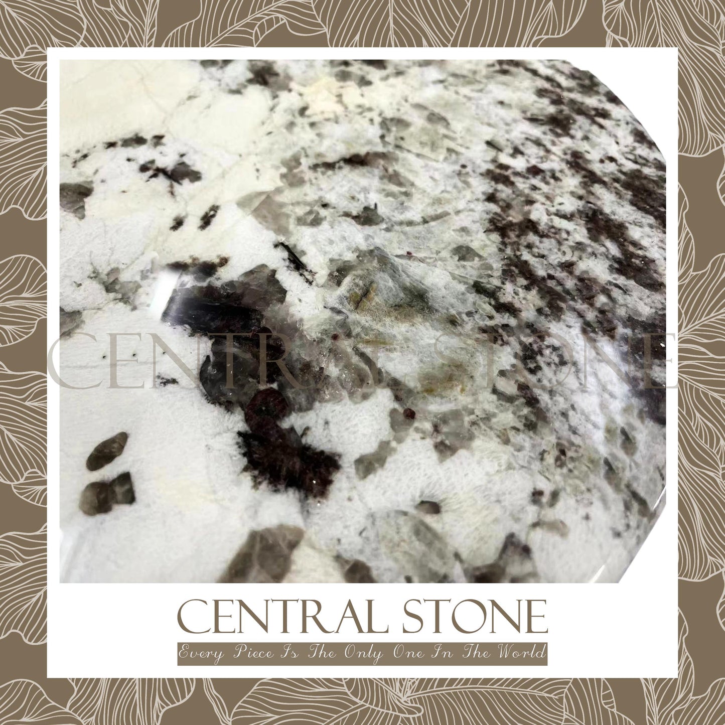 CENTRAL STONE Italian Natural Marble Quartz Coffee Side Table Dia40cm -Silver Fox