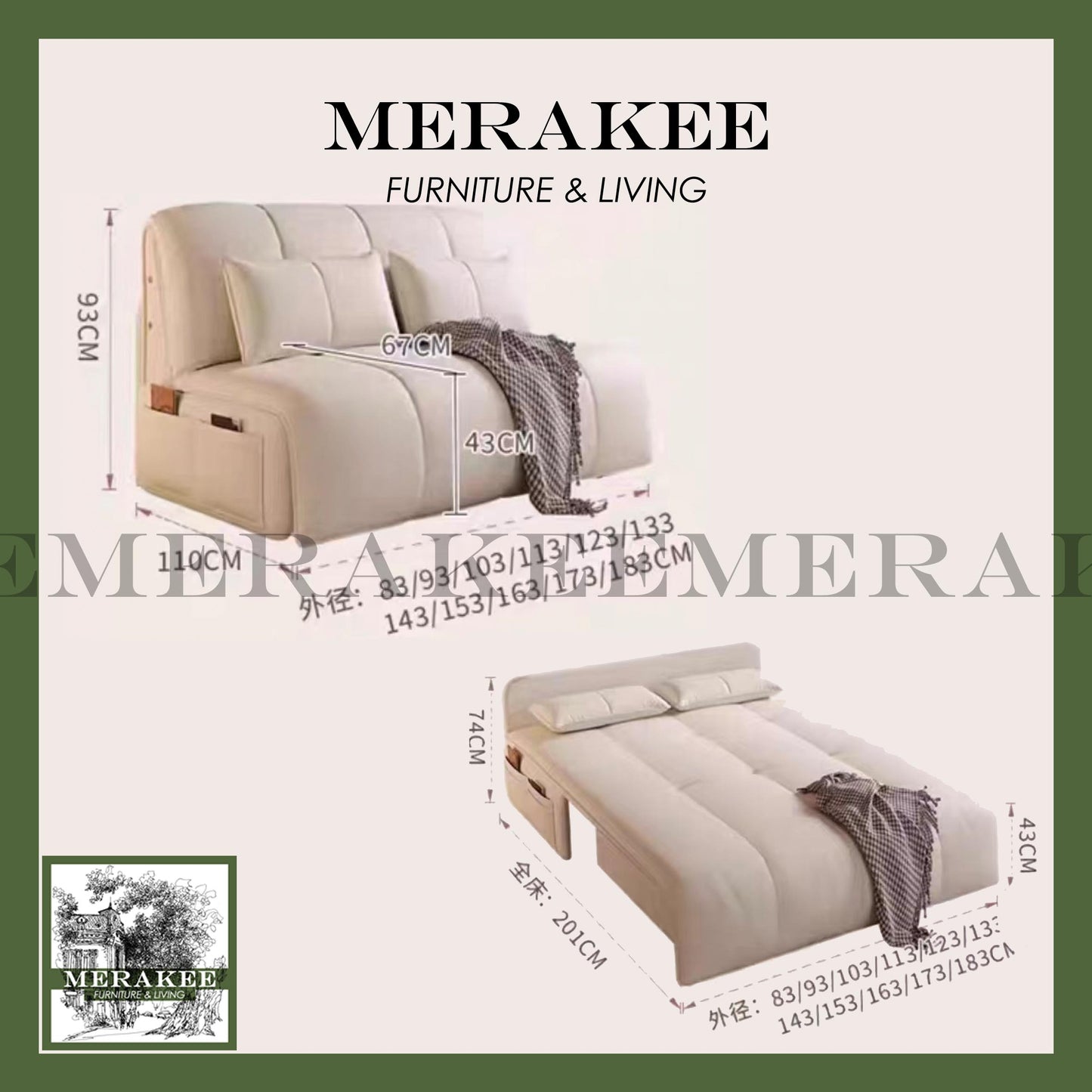 MERAKEE Electric Multi Purpose Sofa Bed Color Solution Living Room Bedroom Furniture SC2435