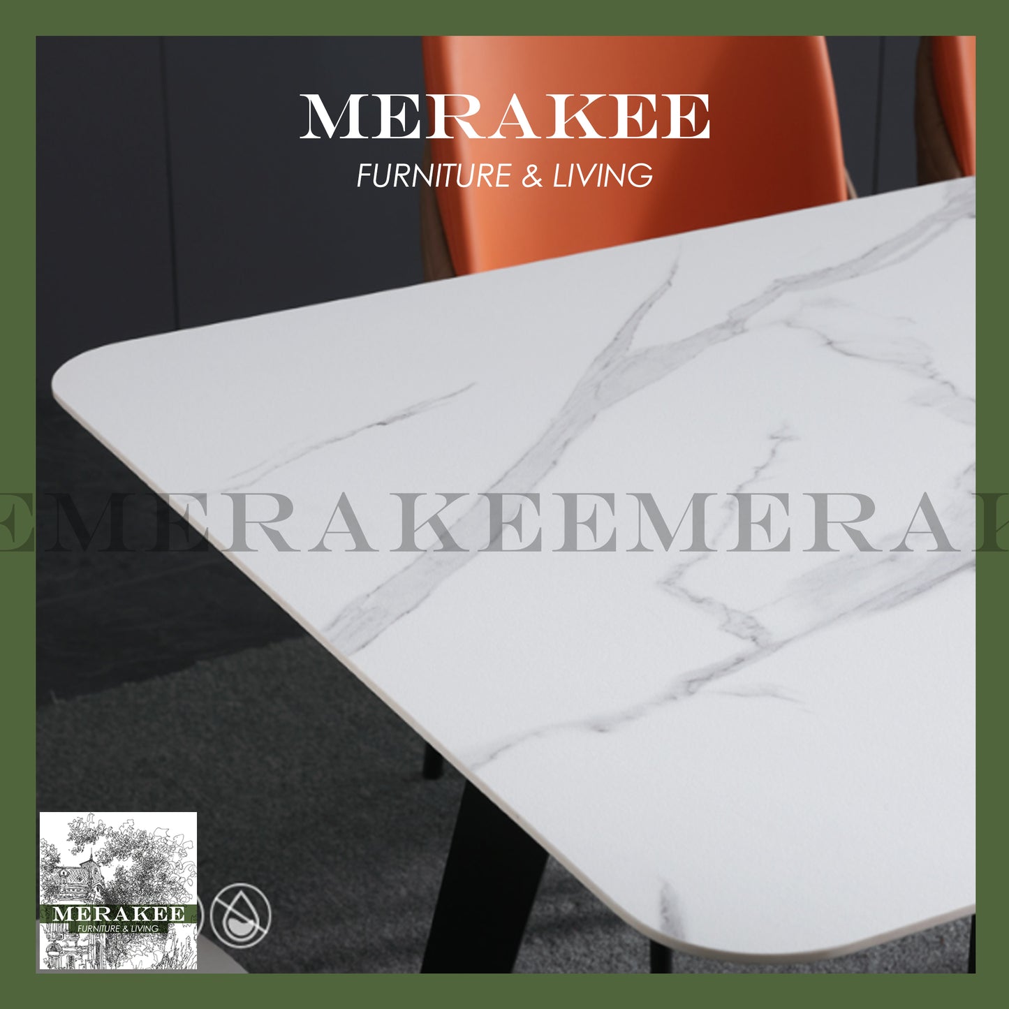 MERAKEE Customized Marble Like Sintered Stone Dining Table Dining Room Furniture F11