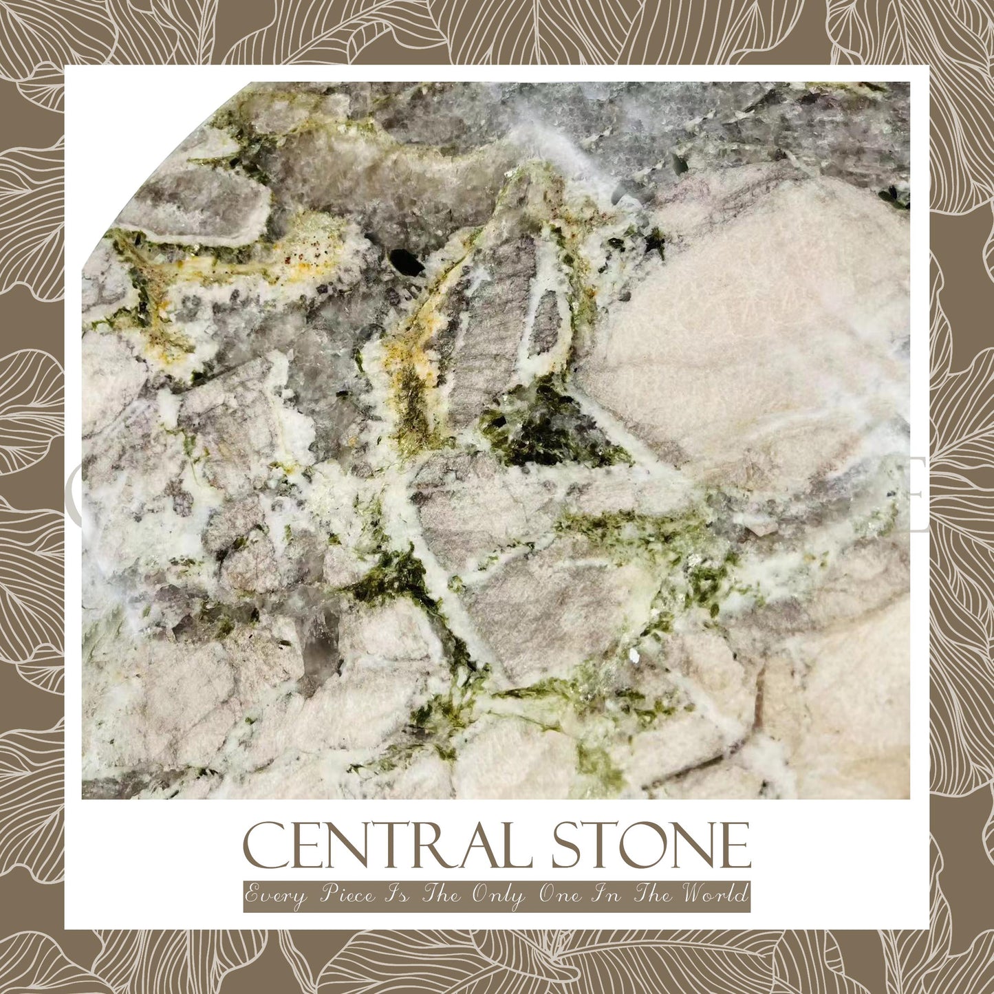 CENTRAL STONE Brazilian Natural Marble Quartz Coffee Side Table Dia40cm -Pandora Green Diamond